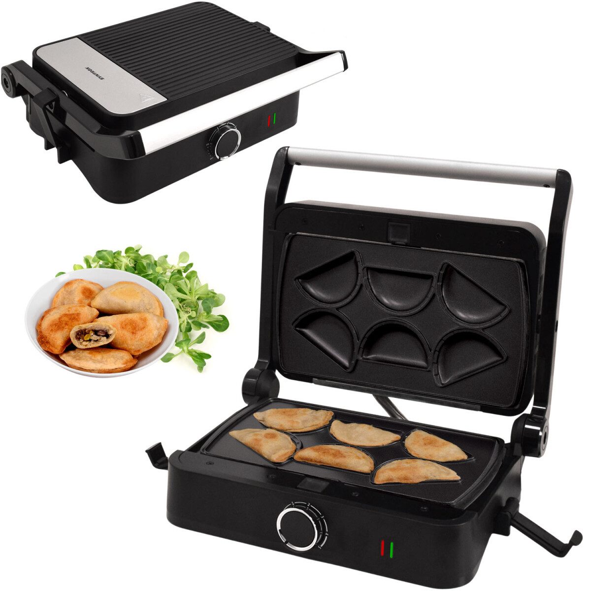 Syntrox Germany Küchenorganizer-Set Kombigerät Multifunktionsmaker mit Wechselplatten SM-1000W-Toledo Min