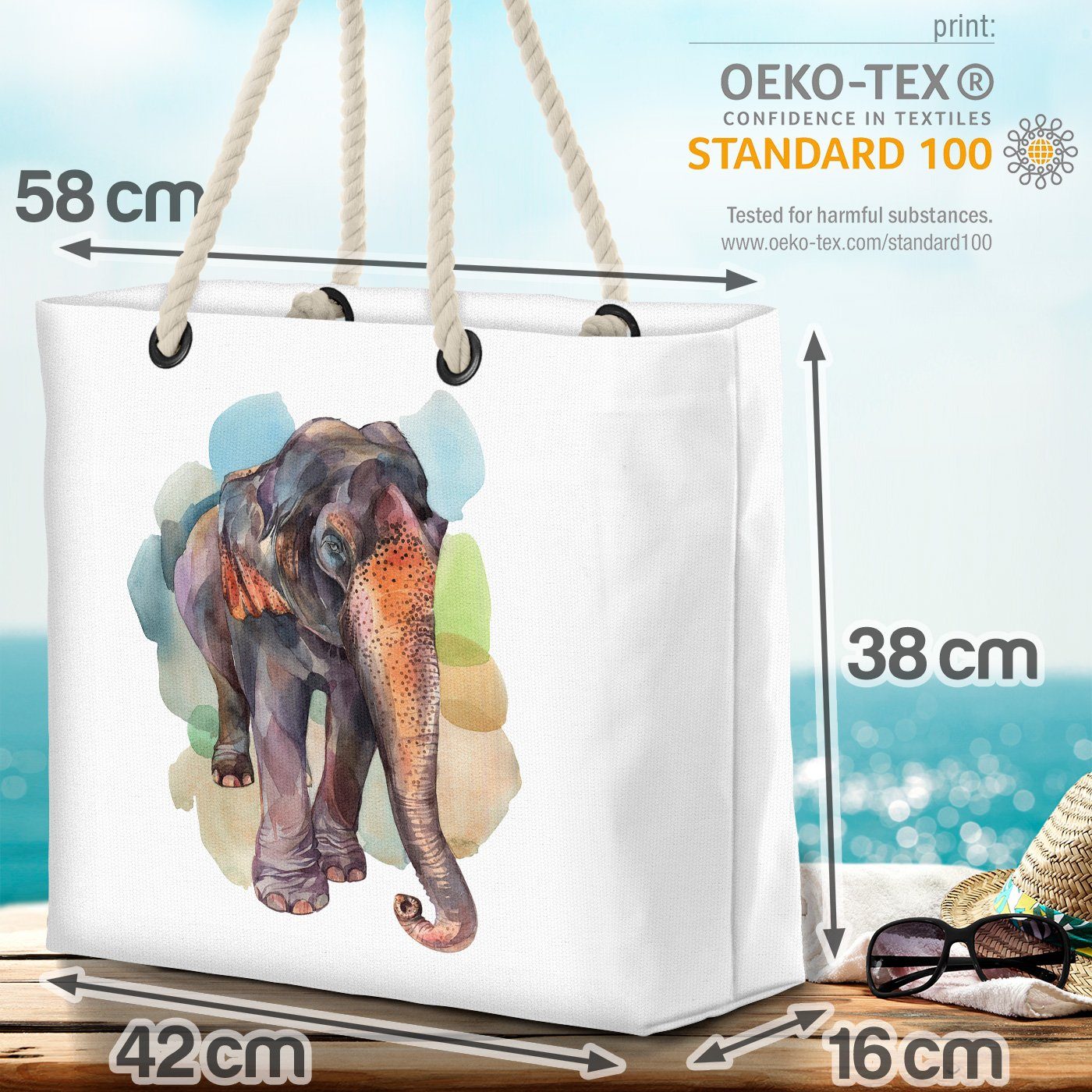 Kinderzimmer Grafik Kinder Elefant Tier Bild VOID Asien Afrika Strandtasche Indien Zoo (1-tlg),