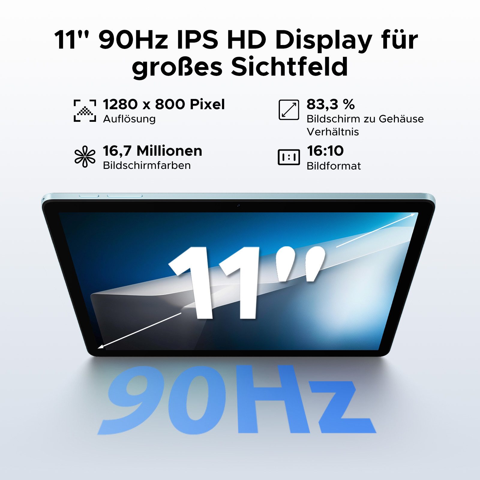DOOGEE Tab A9 PLUS Android Tablet 11 Zoll, 4GB RAM+64GB ROM(TF 2TB) Tablet (11", 64 GB, Android 15, WiFi, Tablet mit Tastatur, Maus, Stift, Hülle, WiFi5/Face ID/OTG/GPS)