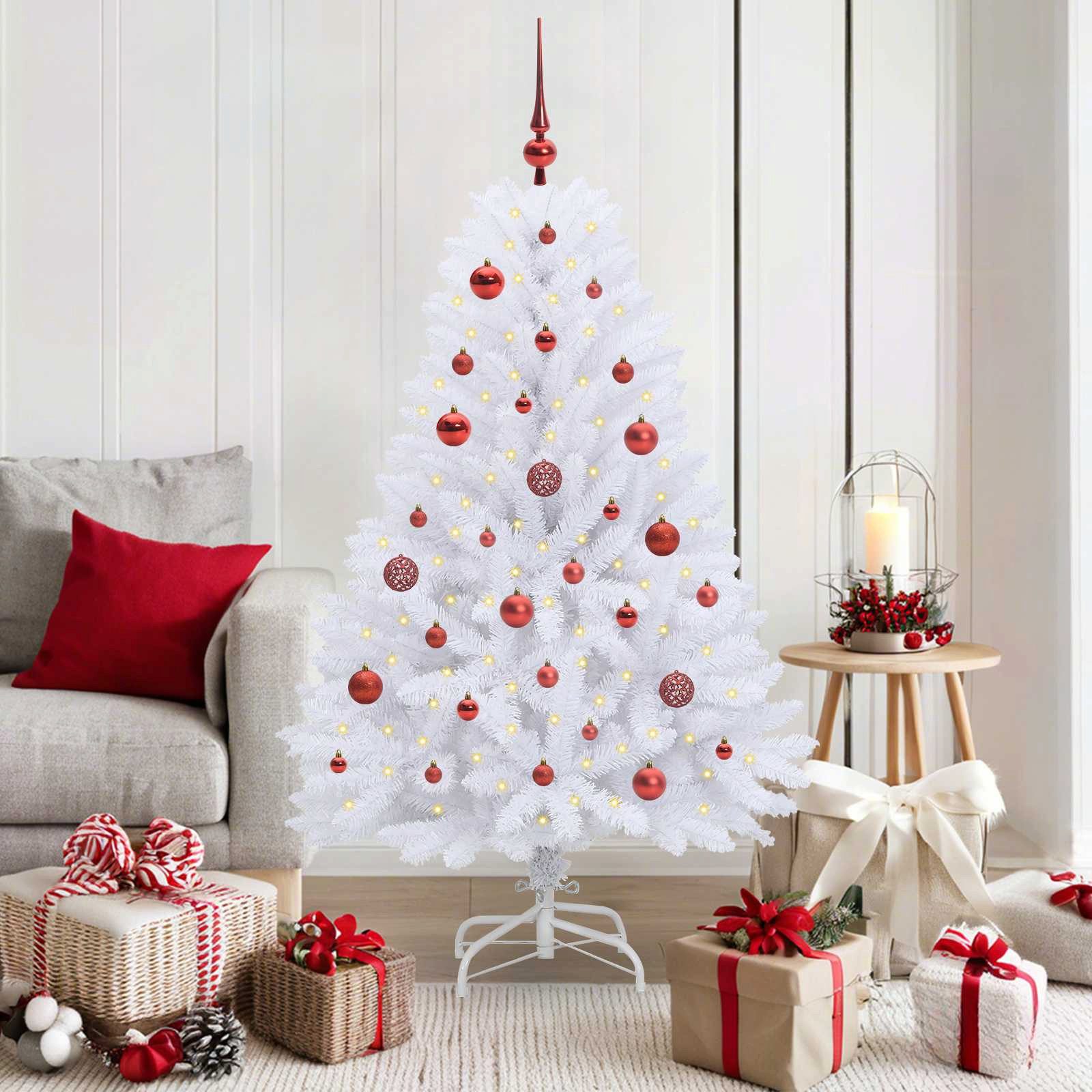 vidaXL Künstlicher Weihnachtsbaum Künstlicher klappbarer Weihnachtsbaum Weiß 150 cm PVC und Stahl