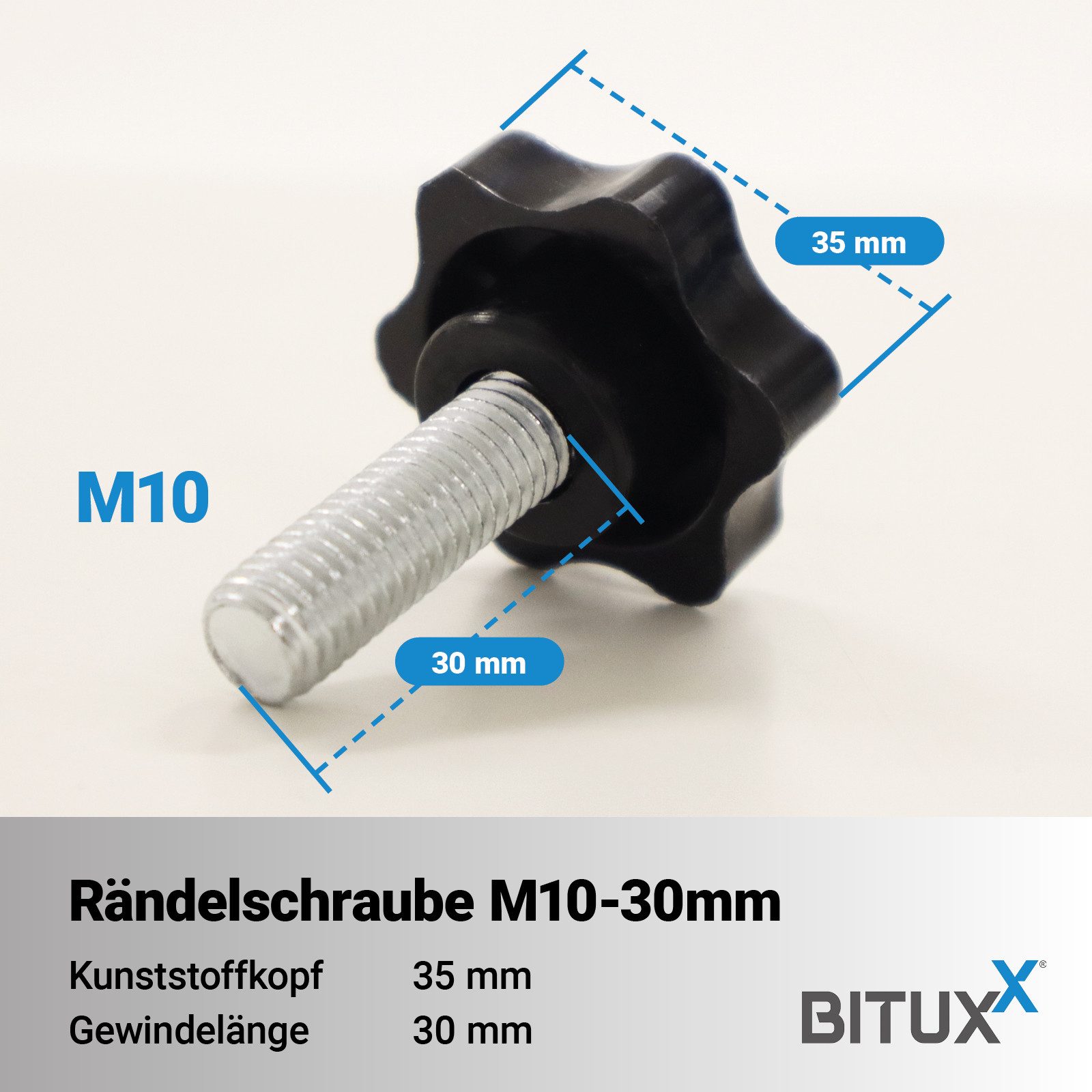 Bituxx Stockschraube 10x M10 - 30 mm, (Spar-Set, 10 St., MS-20081)