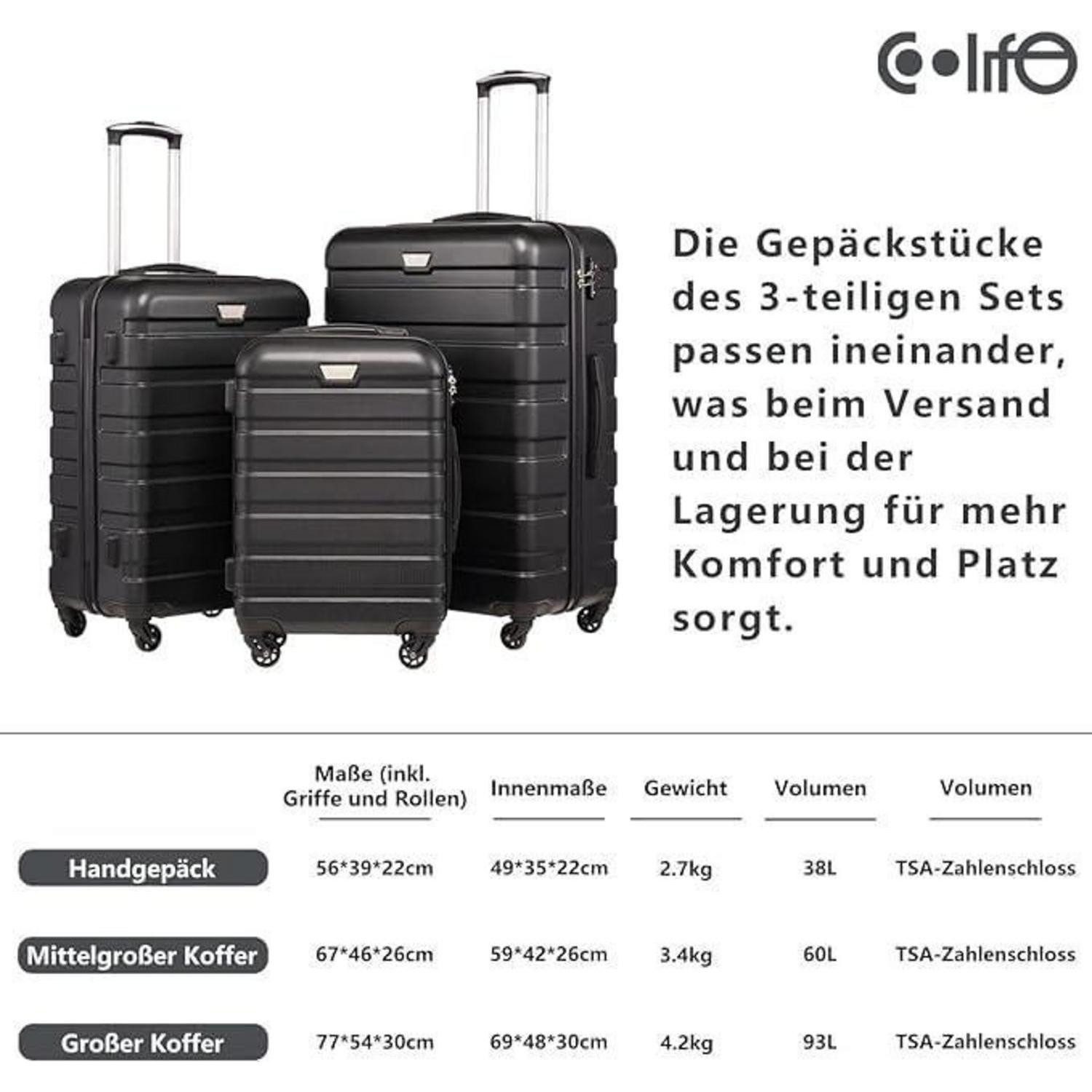 LuxusKollektion Kofferset Koffer Hartschalenkoffer Trolley TSA Set-2tlg(M + L) Zitronengelb