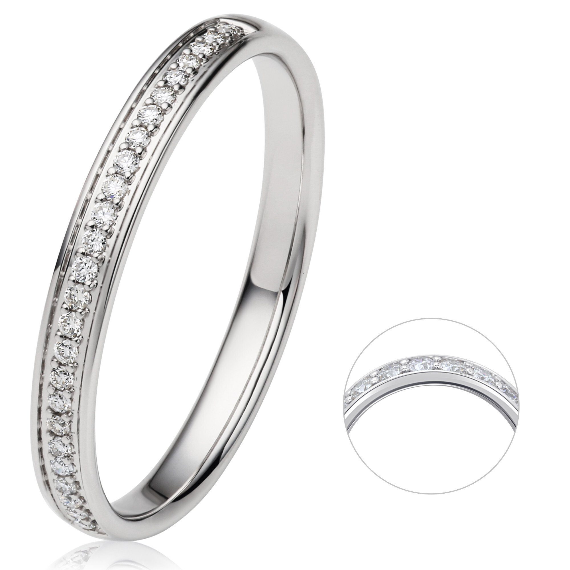 ONE ELEMENT Diamantring 0.1 ct Diamant Brillant Memoire Ring aus 585 Weißgold, Damen Gold Schmuck Memoire | Goldringe