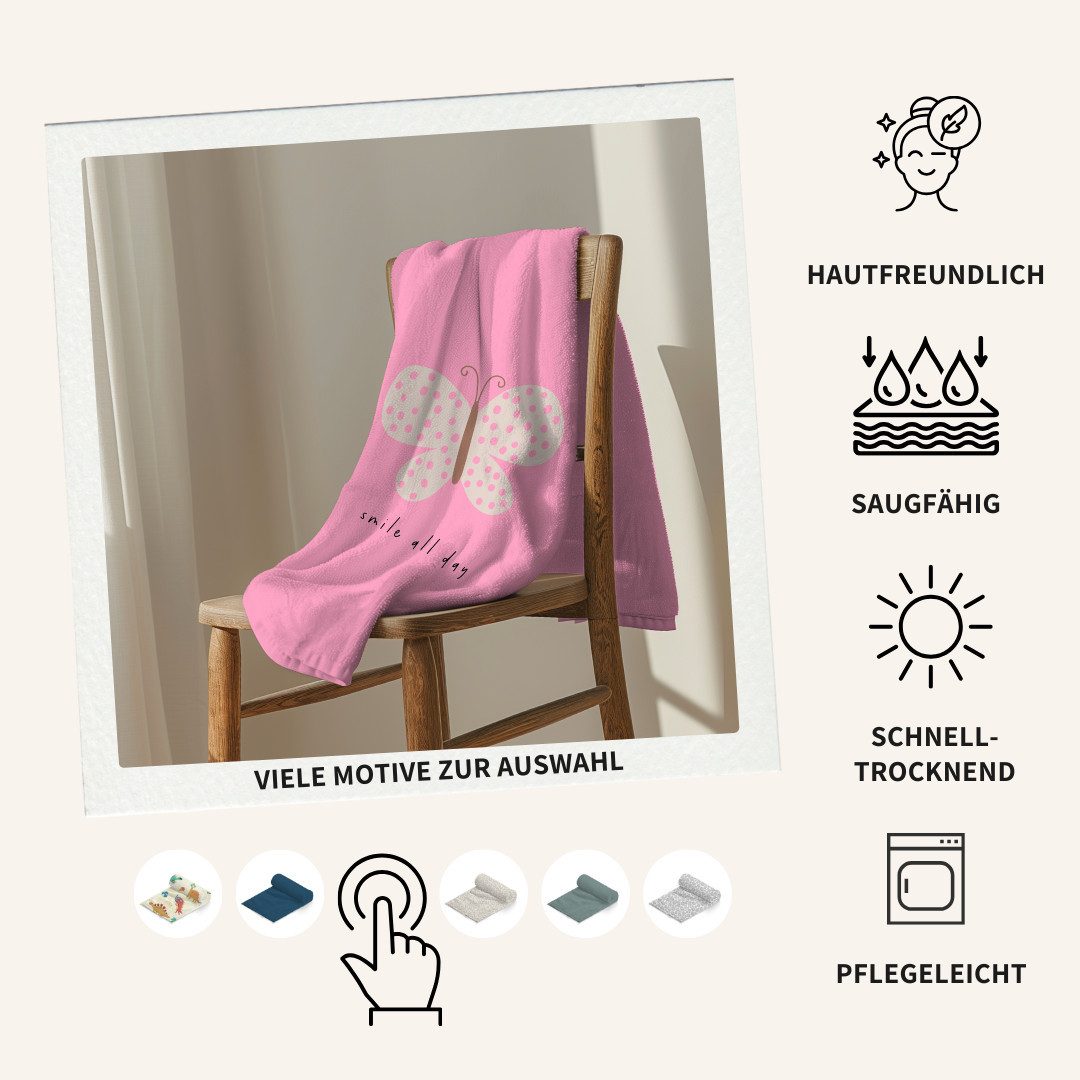 MTOnlinehandel Strandtuch Kinder • 70x140 cm • Schnelltrocknend, Baumwolle & Mikrofaser Mix (1-St), Badetuch • Weich & Saugfähig • Strand • Meer • Schmetterling – Bild 5 von 5