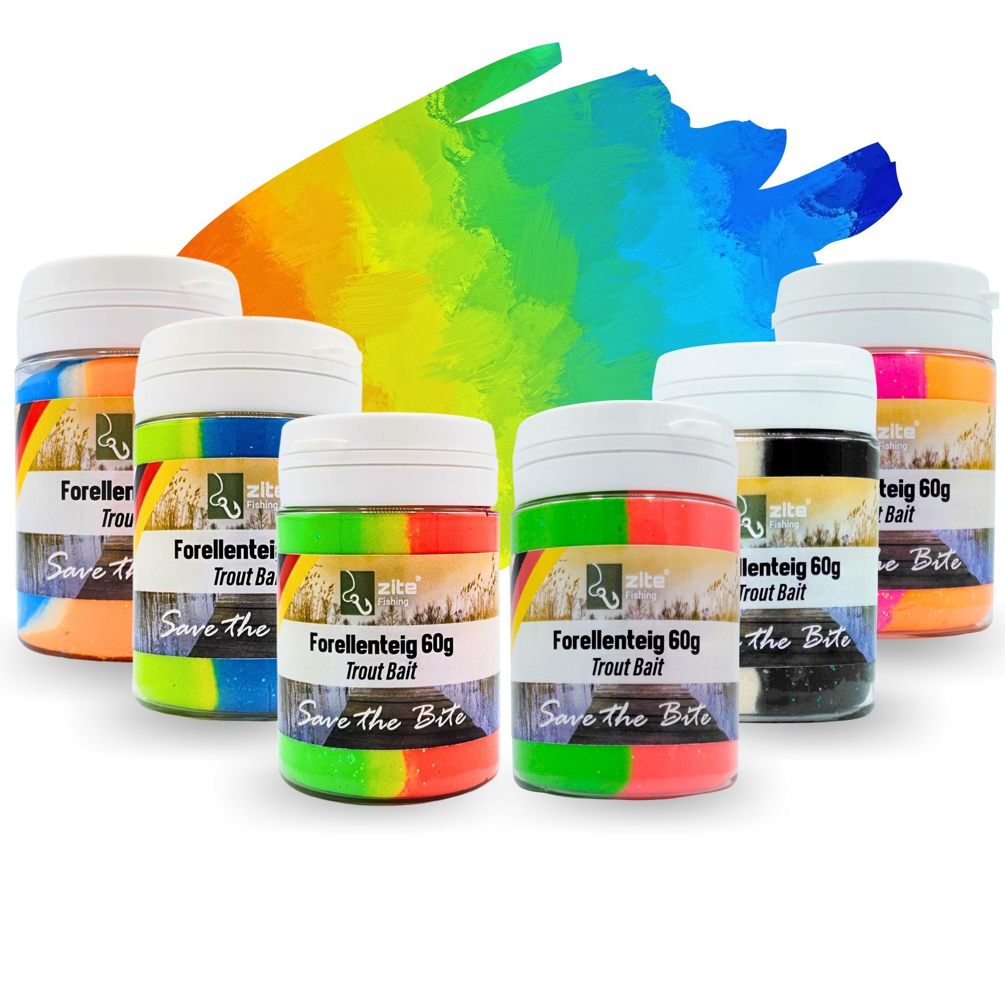 Kunstköder Forellenteig Lakritz Erdbeere Krabbe Regenbogen Knoblauch 6er Set