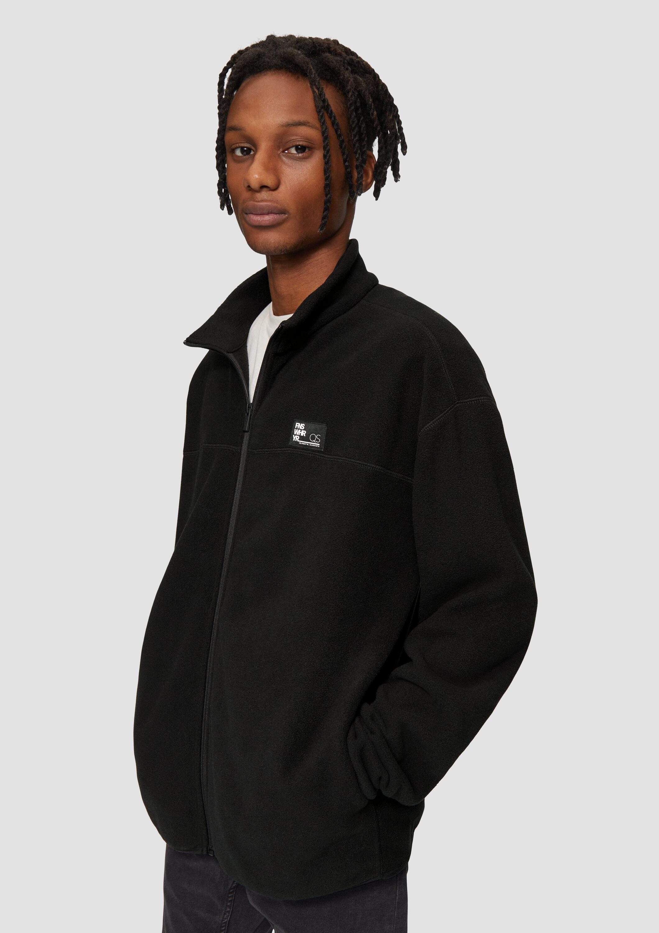 QS Sweatjacke Sweatshirt Jacke Fleecejacke mit Stehkragen