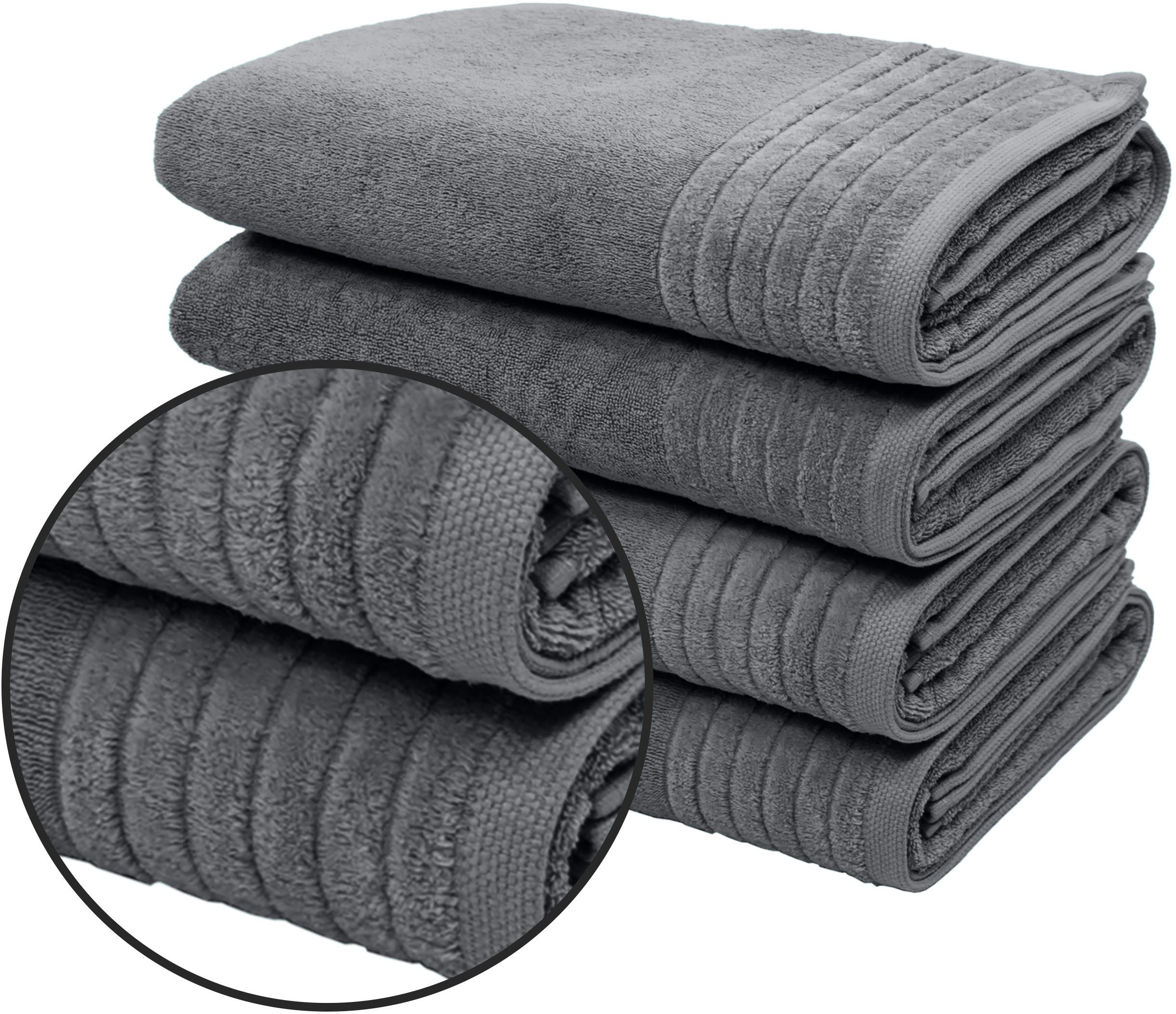 OTTO home Duschtücher Sanremo Premium, Premium Handtücher, 600 gr/m², 70x140cm, Frottier (Set, 4-St), mit Bordüre, flauschig und weich, dicke Qualität, 5 Jahre Garantie
