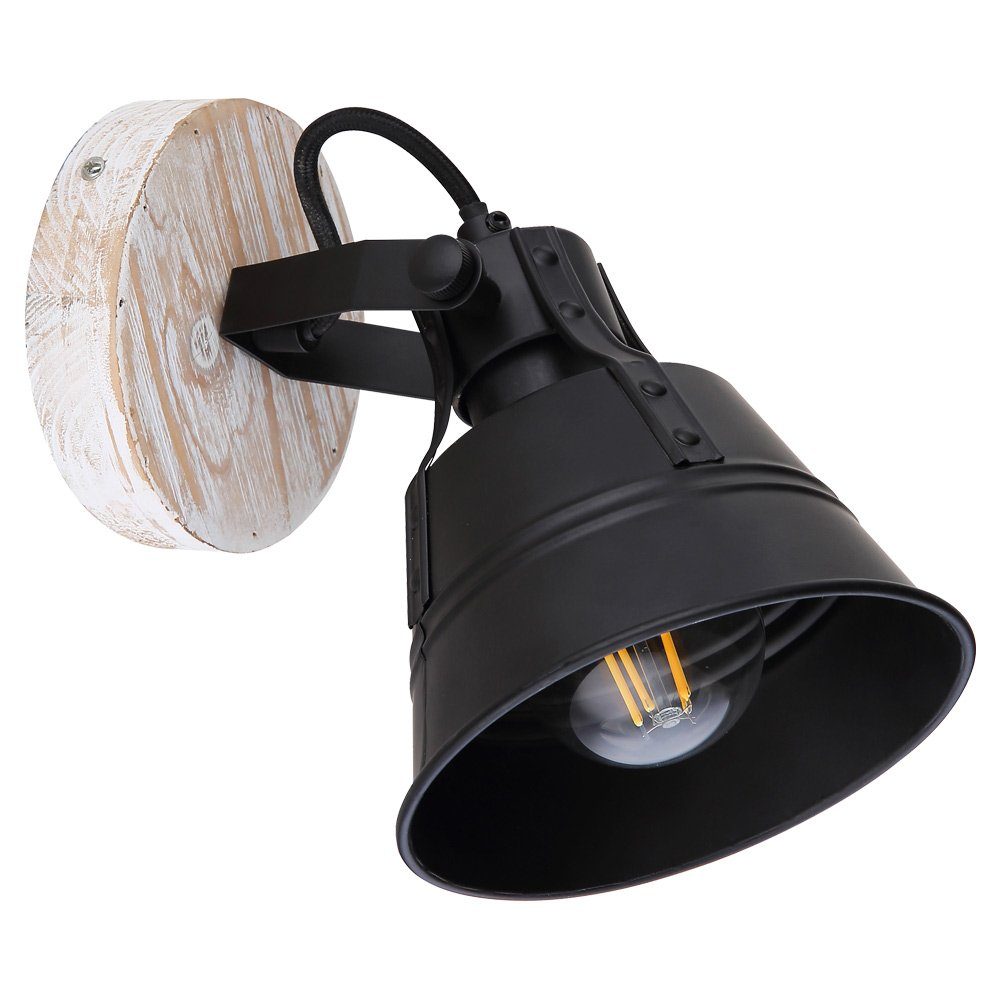 etc-shop LED Wandleuchte, Leuchtmittel inklusive, Holz Lampe Wand dimmbar Fernbedienung Strahler Leuchte Spot Farbwechsel, RETRO Warmweiß