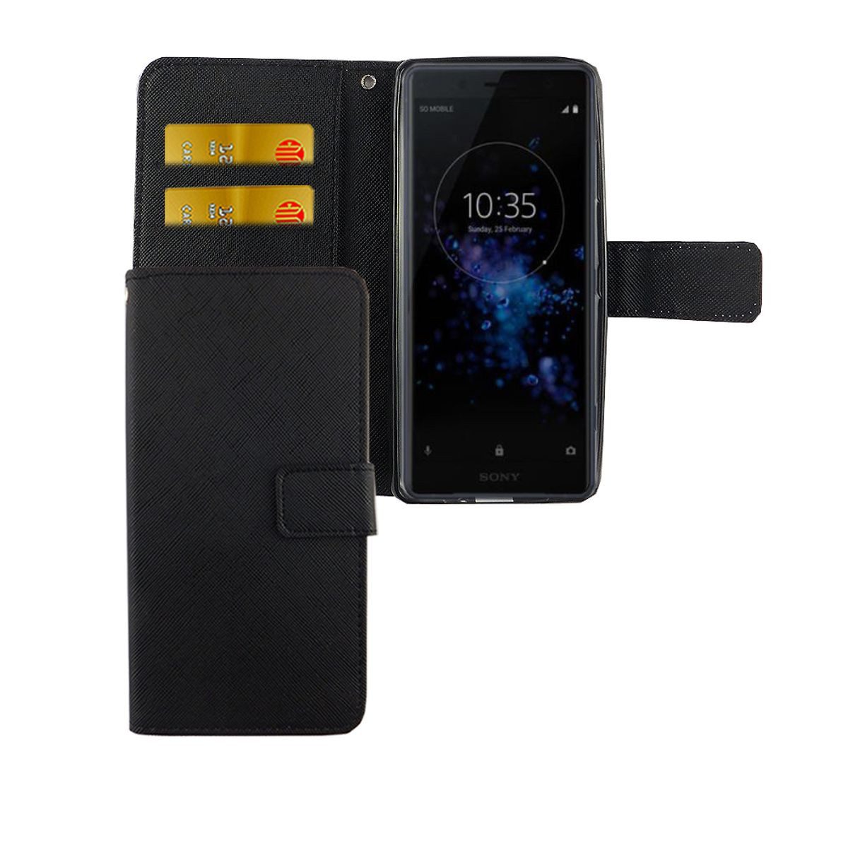 König Design Handyhülle Sony Xperia XZ2 Compact, Sony Xperia XZ2 Compact Handyhülle Bookcover Schwarz