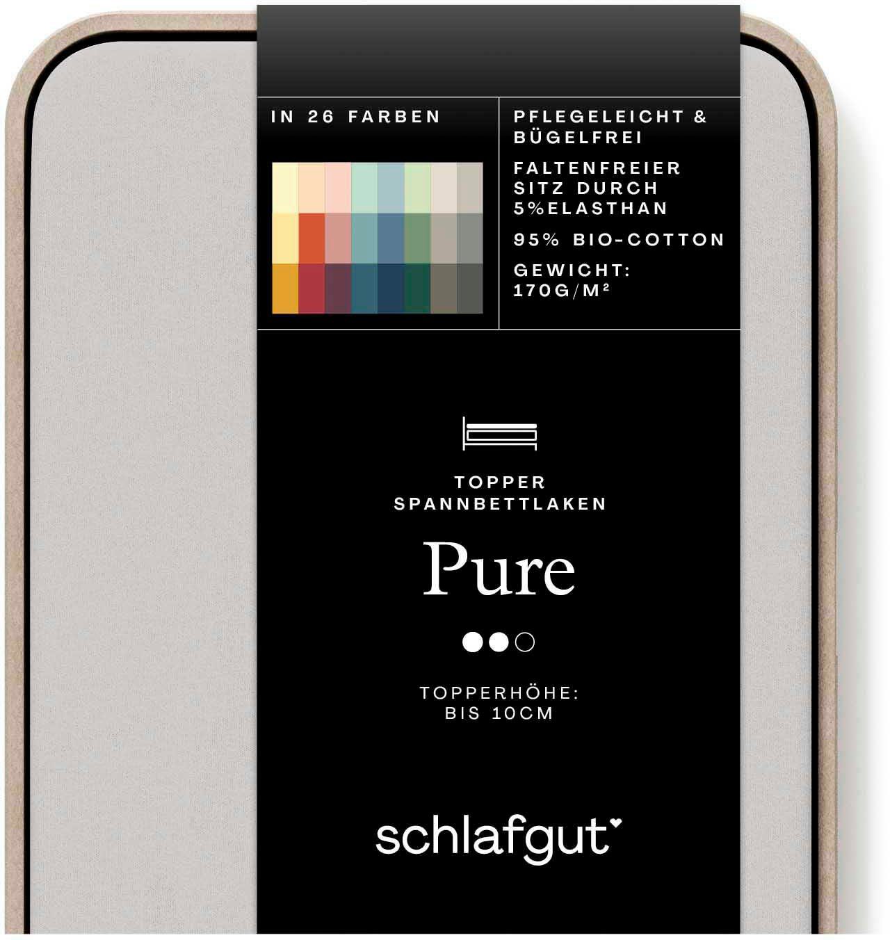 Schlafgut Spannbettlaken PURE TOPPER Bio-Baumwolle mit Elasthan 170 g/m² für Topper bis 10 cm, Jersey-Elasthan, Gummizug: rundum, (1 Stück), PREMIUM Laken für M – Bild 2 von 5