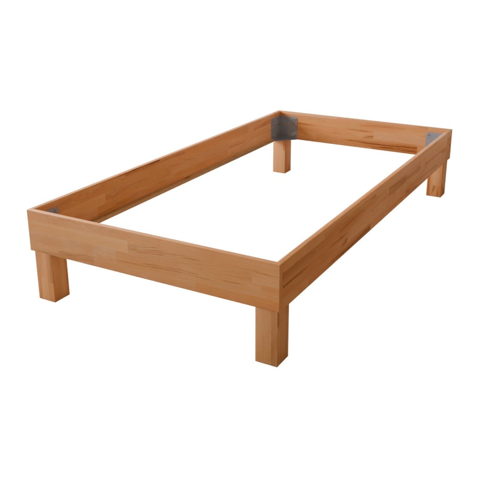 MeinMassivholz Futonbett PALMA Kernbuche (In verschiedenen Maßen erhältlich), Massivholzbett ohne Kopfteil, Einzelbett & Doppelbett, Geölt