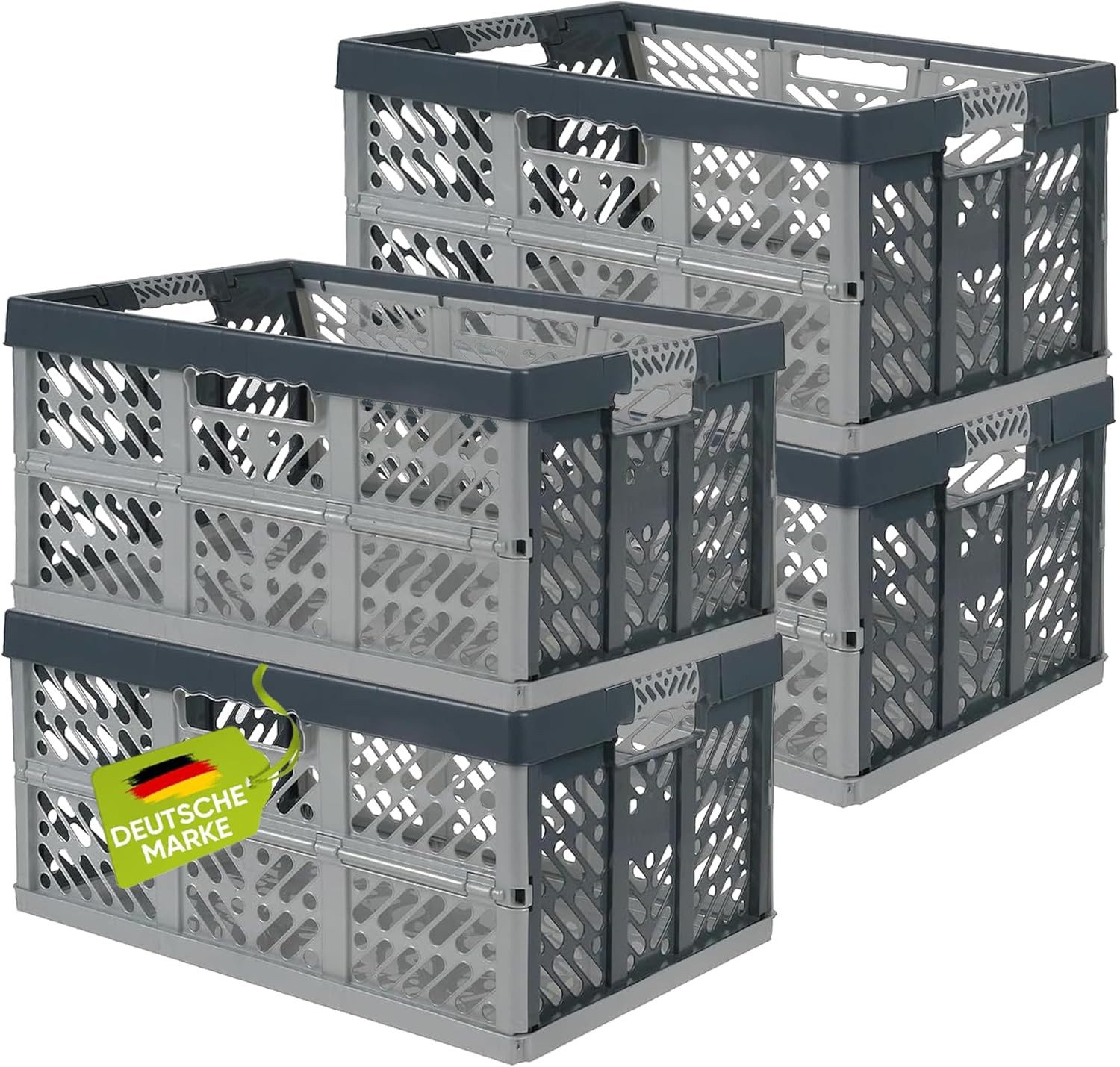 homesti Wickelauflage 4 x Robuste Profi - Klappbox 45 L bis 50 kg - Faltbox, Kiste, Korb