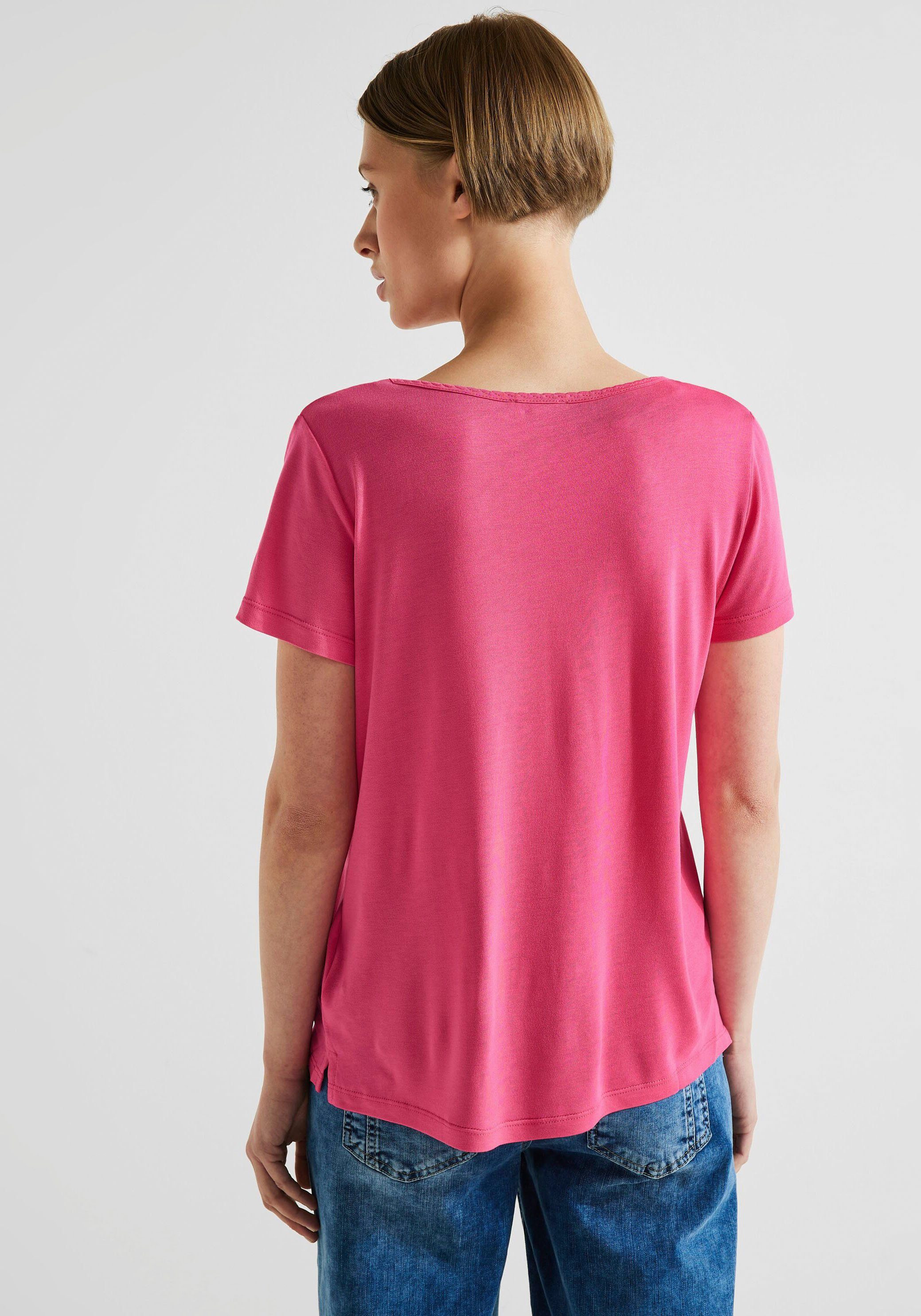 ONE mit seitlichen berry rose T-Shirt STREET Schlitzen
