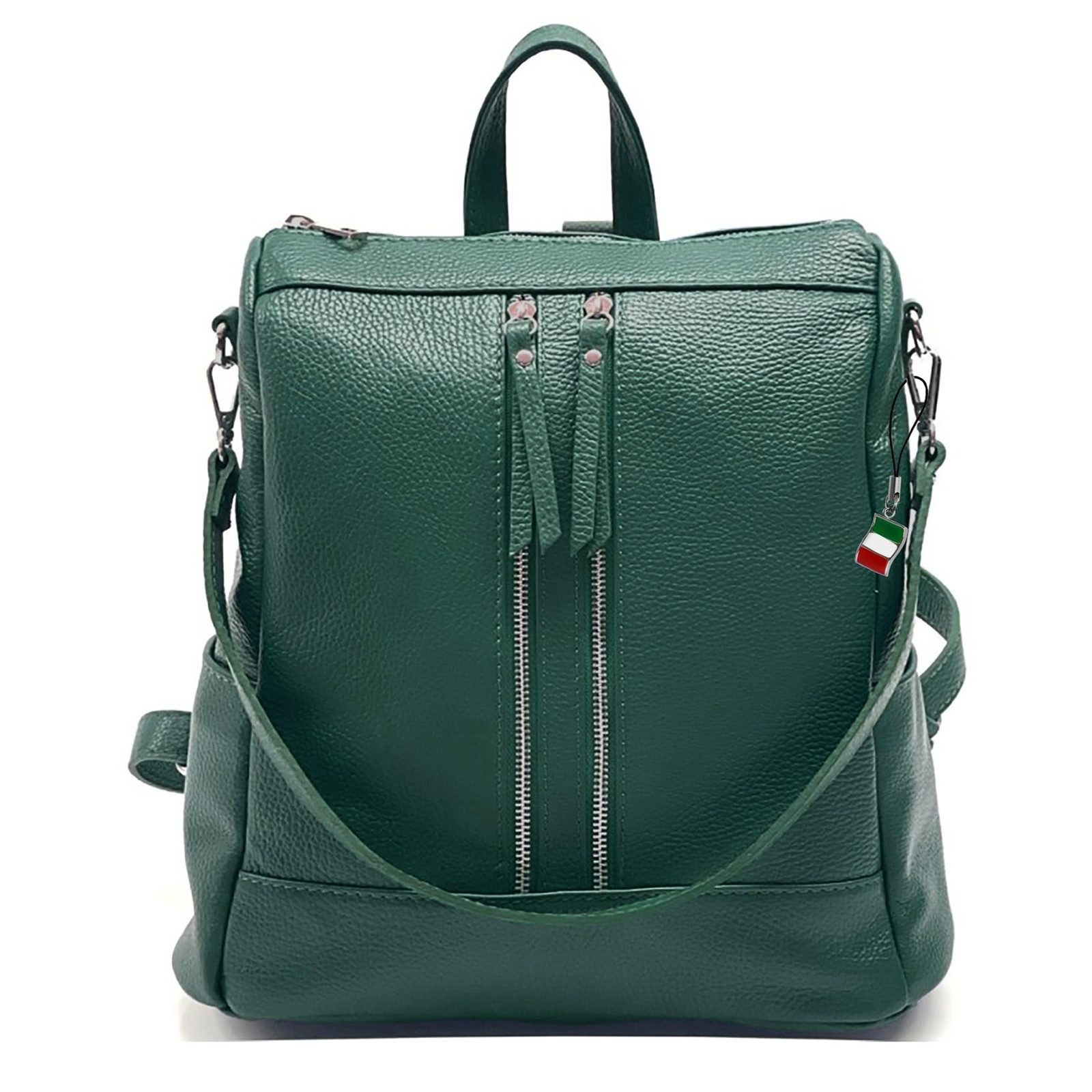 FLORENCE Cityrucksack Florence Rucksack Damen Echtleder, Damen Leder Cityrucksack, türkis ca. 30cm