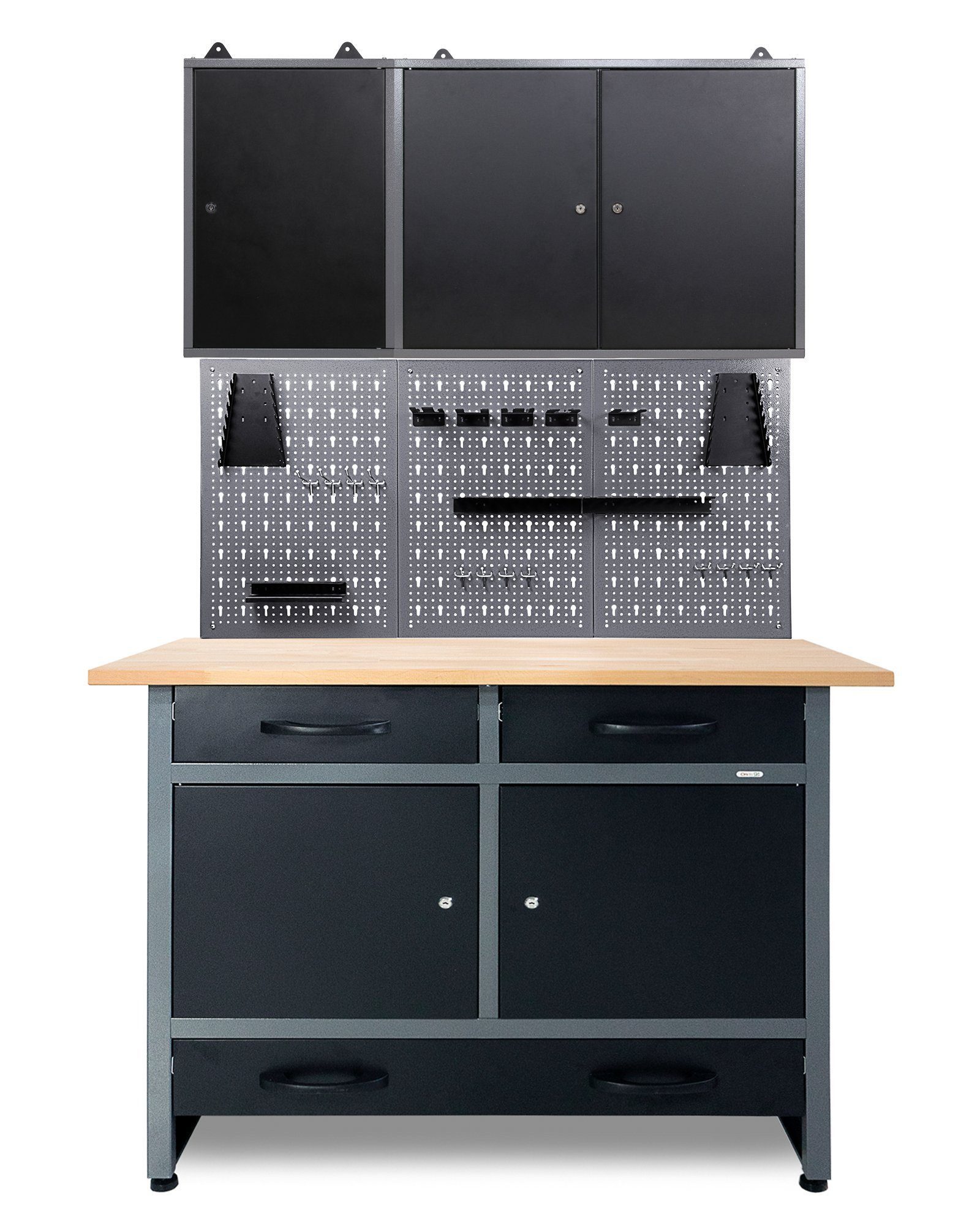 ONDIS24 Werkstatt-Set Werner Plus 120 cm, 3-teilig Werkbank Werzeugschrank Arbeitshöhe 95 cm