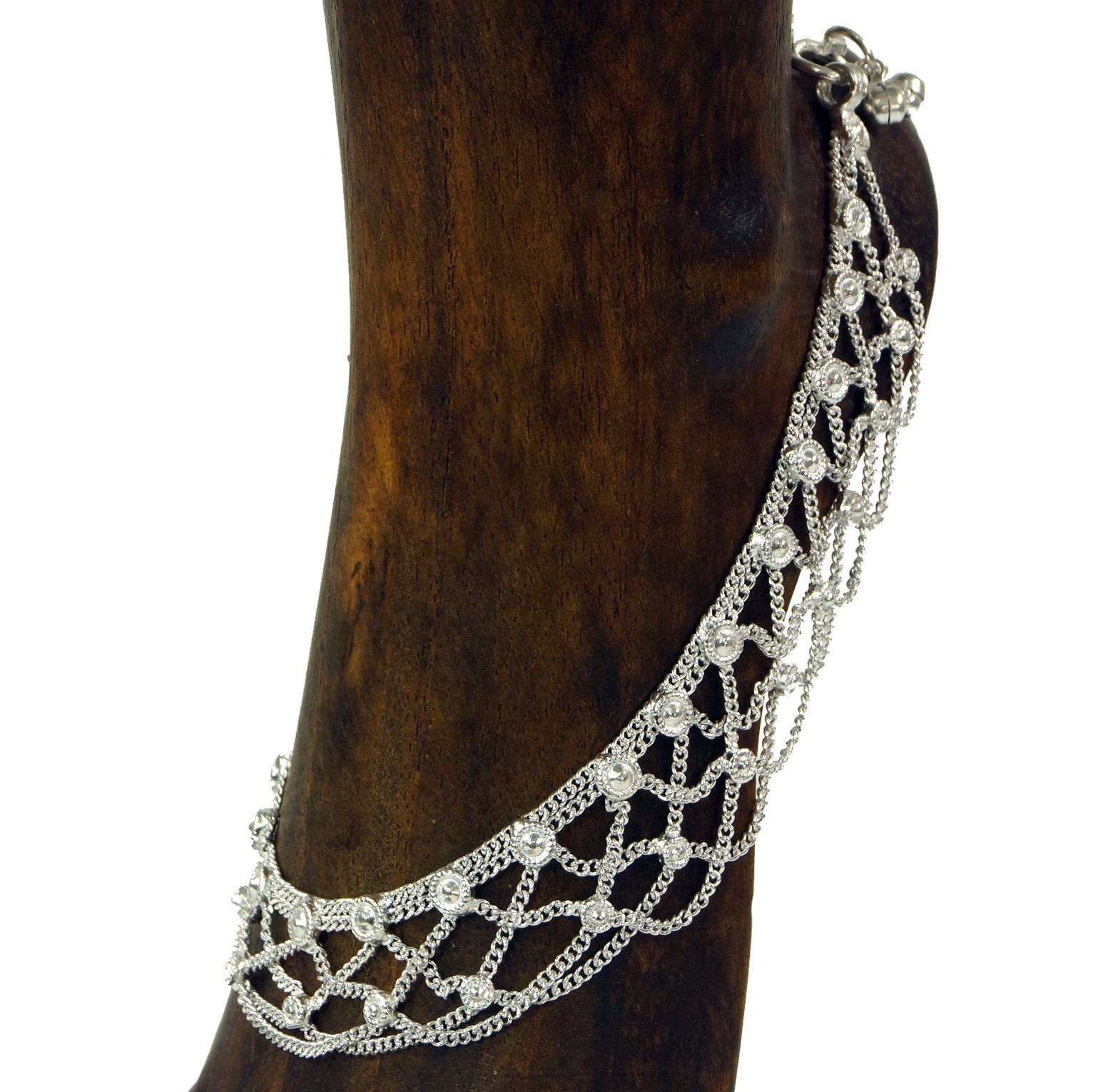 Guru-Shop Fußkette Indische, orientalische Weißmetall Fußkette - 3