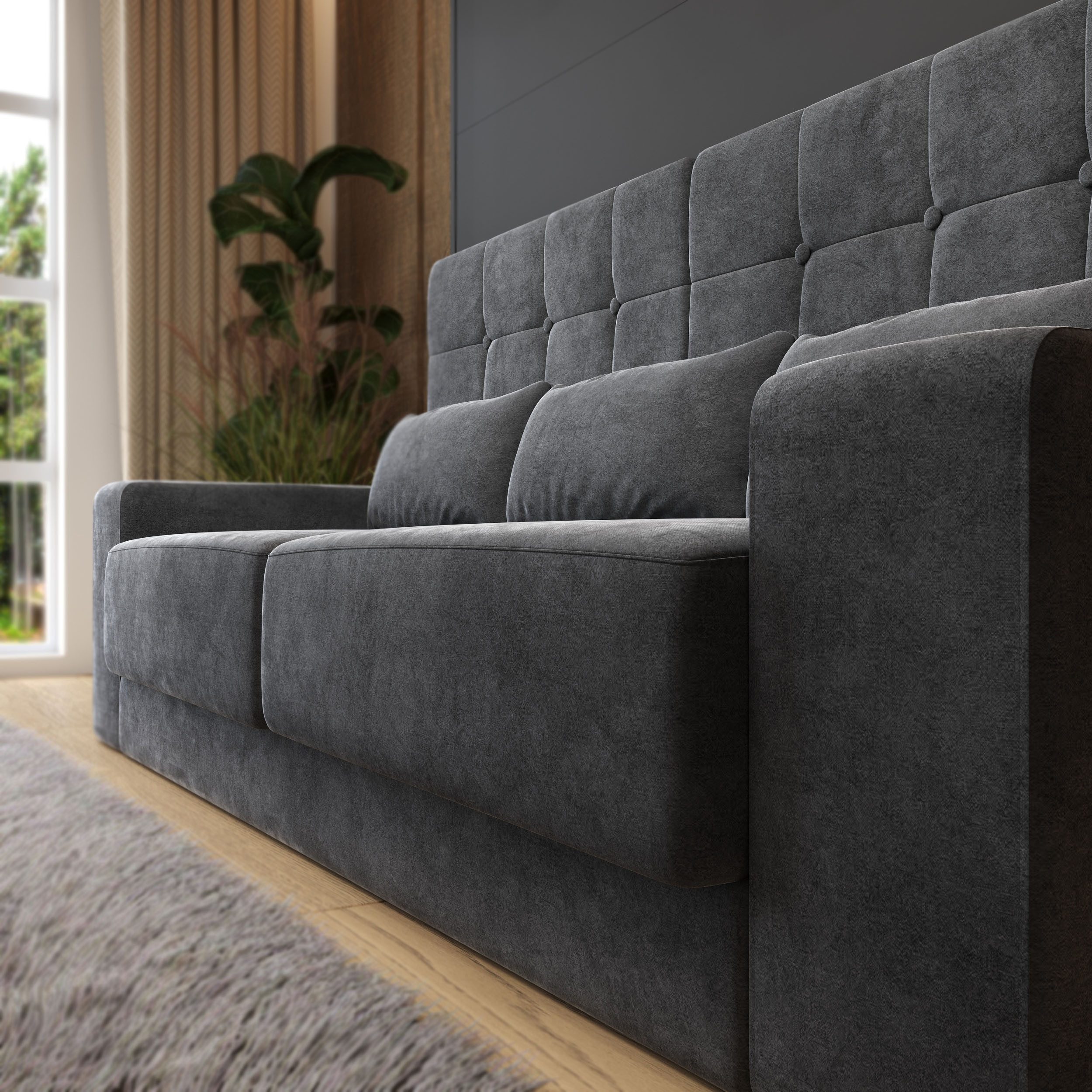 SMARTBett Schrankbett Schrankbett + SOFA Anthrazit M1 160x200 V Kaiserberg Eiche/Anthrazit (Schrankbett+ Sofa, 2-St., Schrankbett+ Sofa)