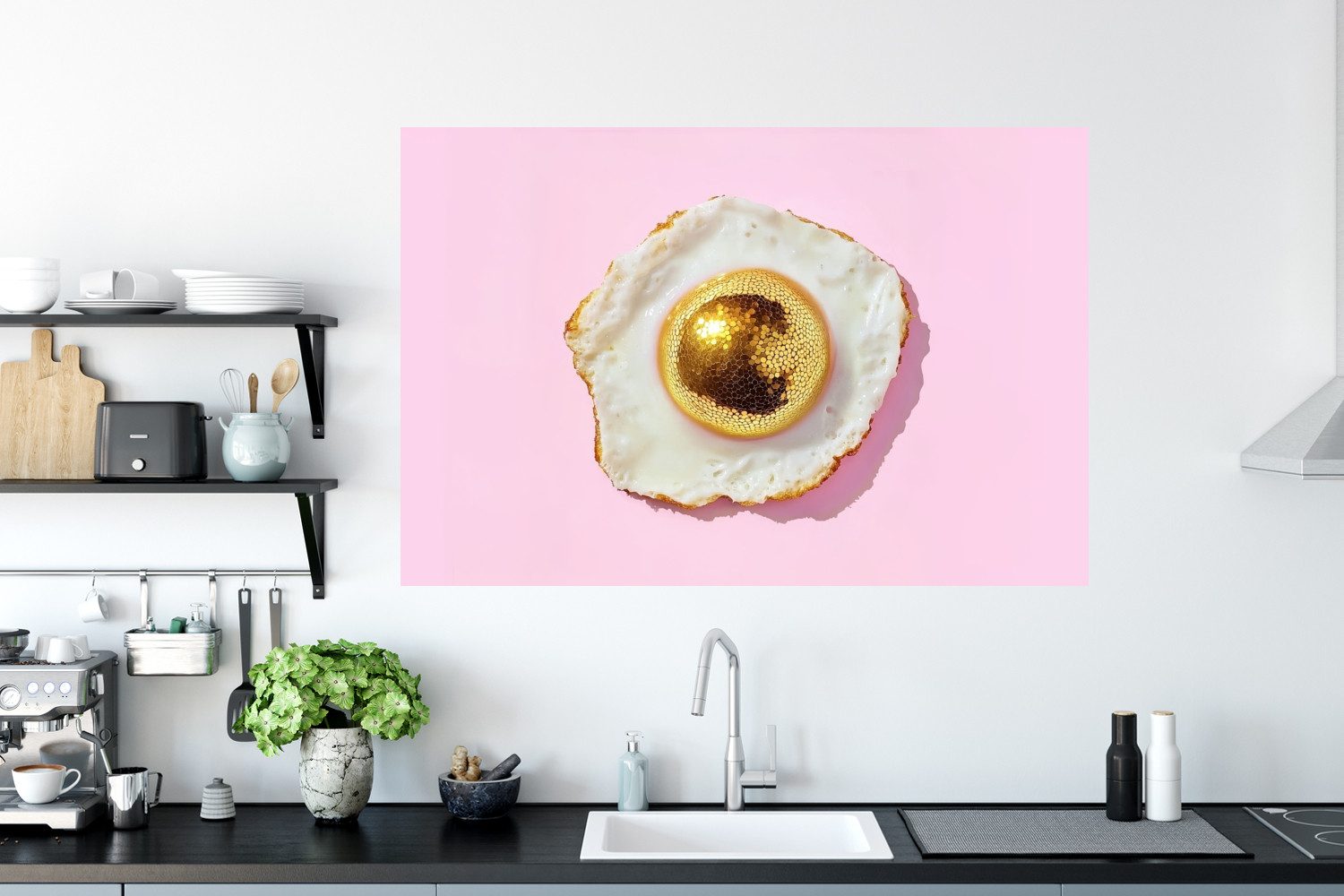 MuchoWow Wandsticker Ei - Disco - Frühstück - Glitzer (1 St), Wanddeko, Aufkleber, Wandtattoo, 120x80 cm