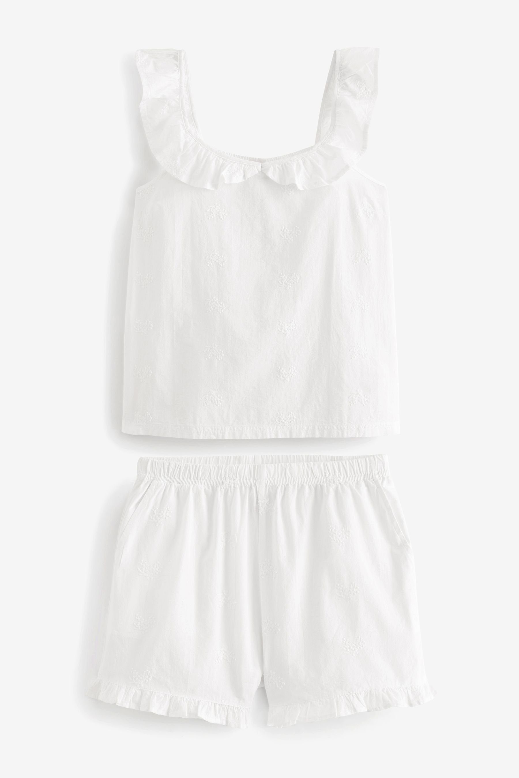Next Pyjama Schlafanzug % Set Baumwolle mit tlg) White (2 im 100 Shorts aus