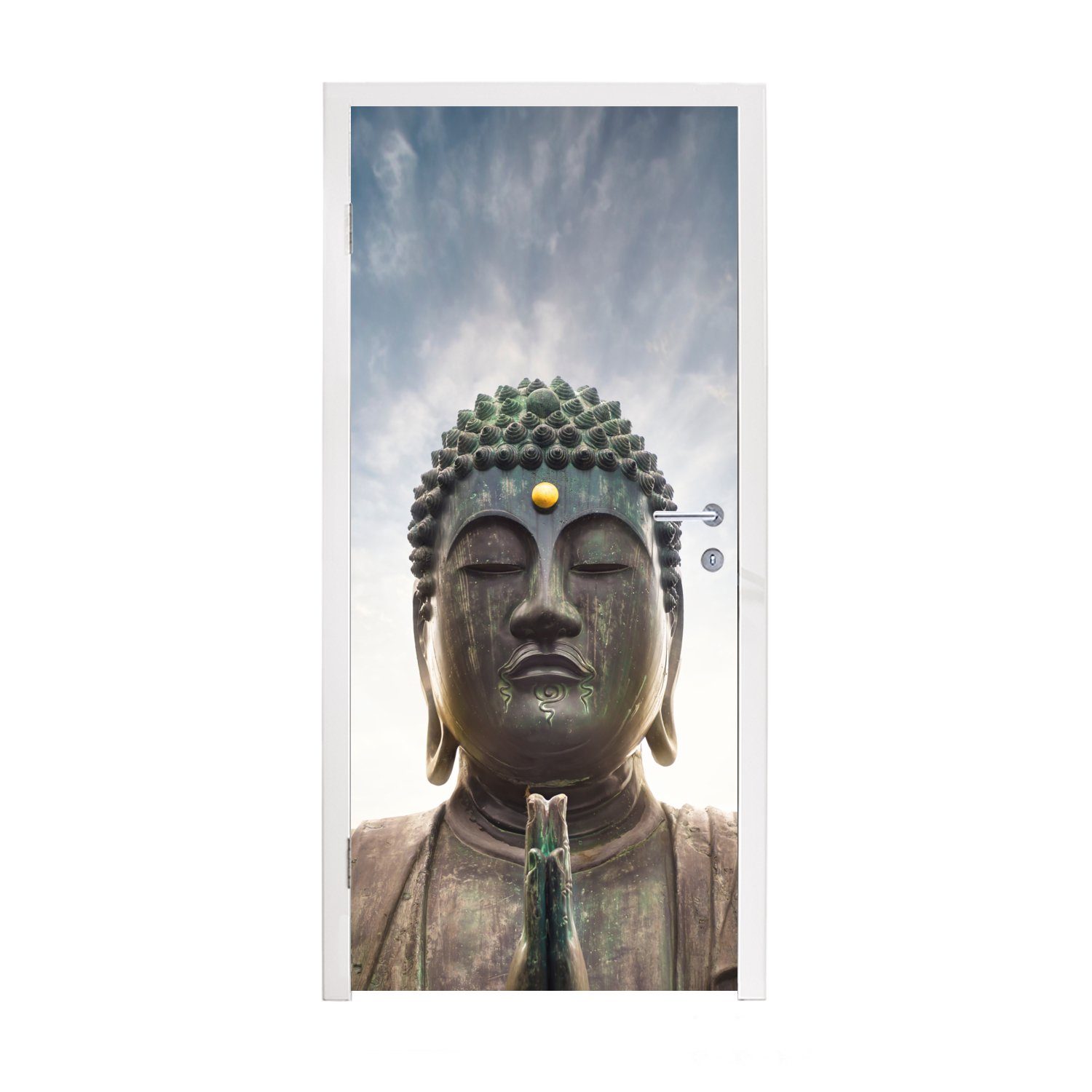 Fototapete Matt, - Luft Türaufkleber, Meditation, MuchoWow für Buddha - - - cm Tür, Türtapete bedruckt, 75x205 St), Buddha-Kopf (1 Spirituell