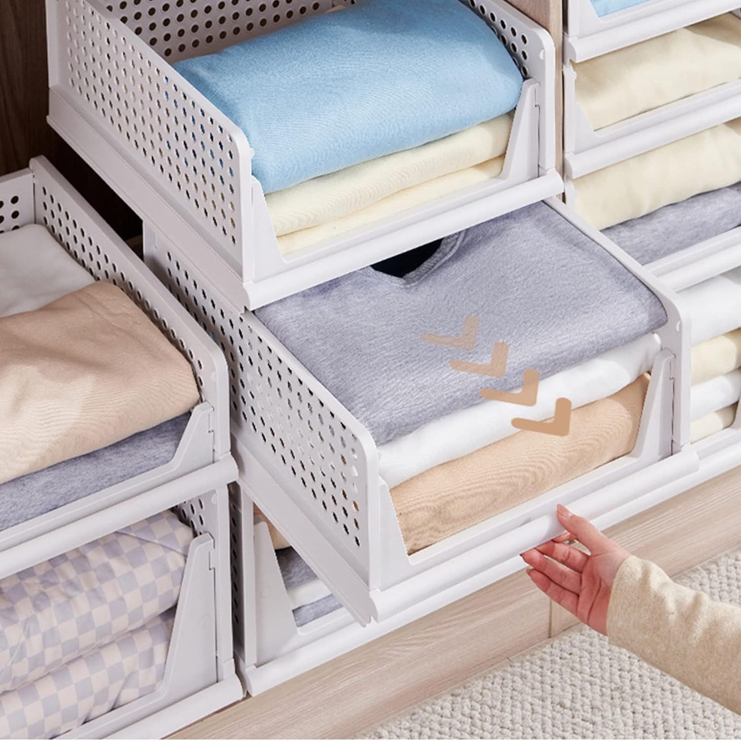 Zedelmaier Organizer Schrank-Organizer Kleiderschrank Schublade faltbare Aufbewahrungsbox (Set, 3 St., Set of 3), Klappbar und Stapelbar Aufbewahrungsbox