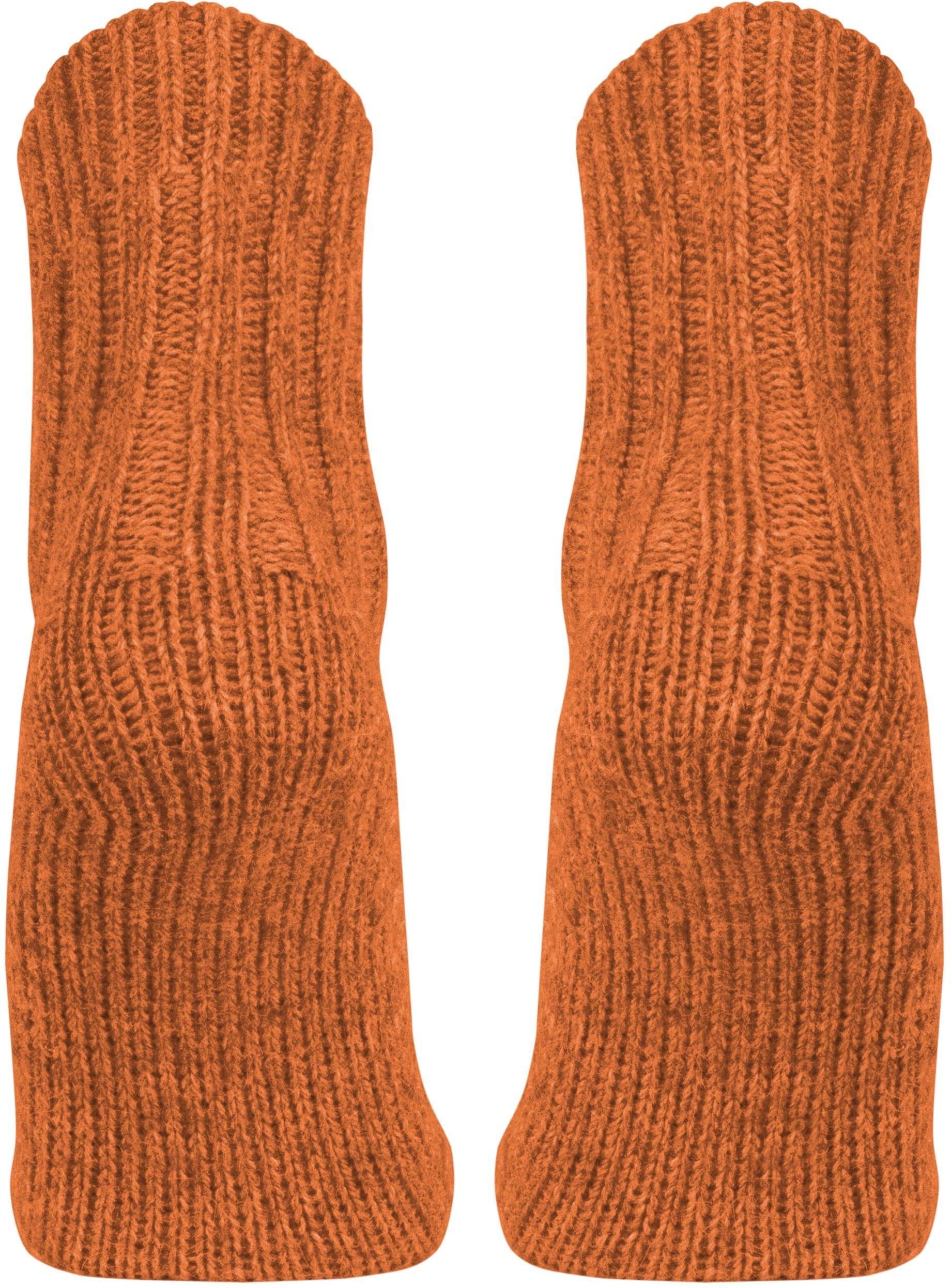 mit hohem Thermosocken WollSocken Orange Paar Qualitätssocken Schafwolle aus hochwertige (2 Wollanteil Alpaka- 2 normani Paar) und