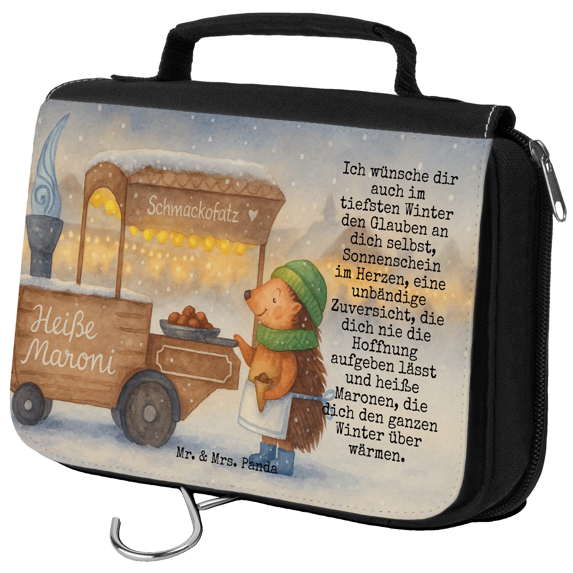 Mr. & Mrs. Panda Сумки для туалетного приладдя Igel Maronen Design, Duschbeutel, Weiß, beautycase, Weihnachten, Nece (Packung, 1-tlg)