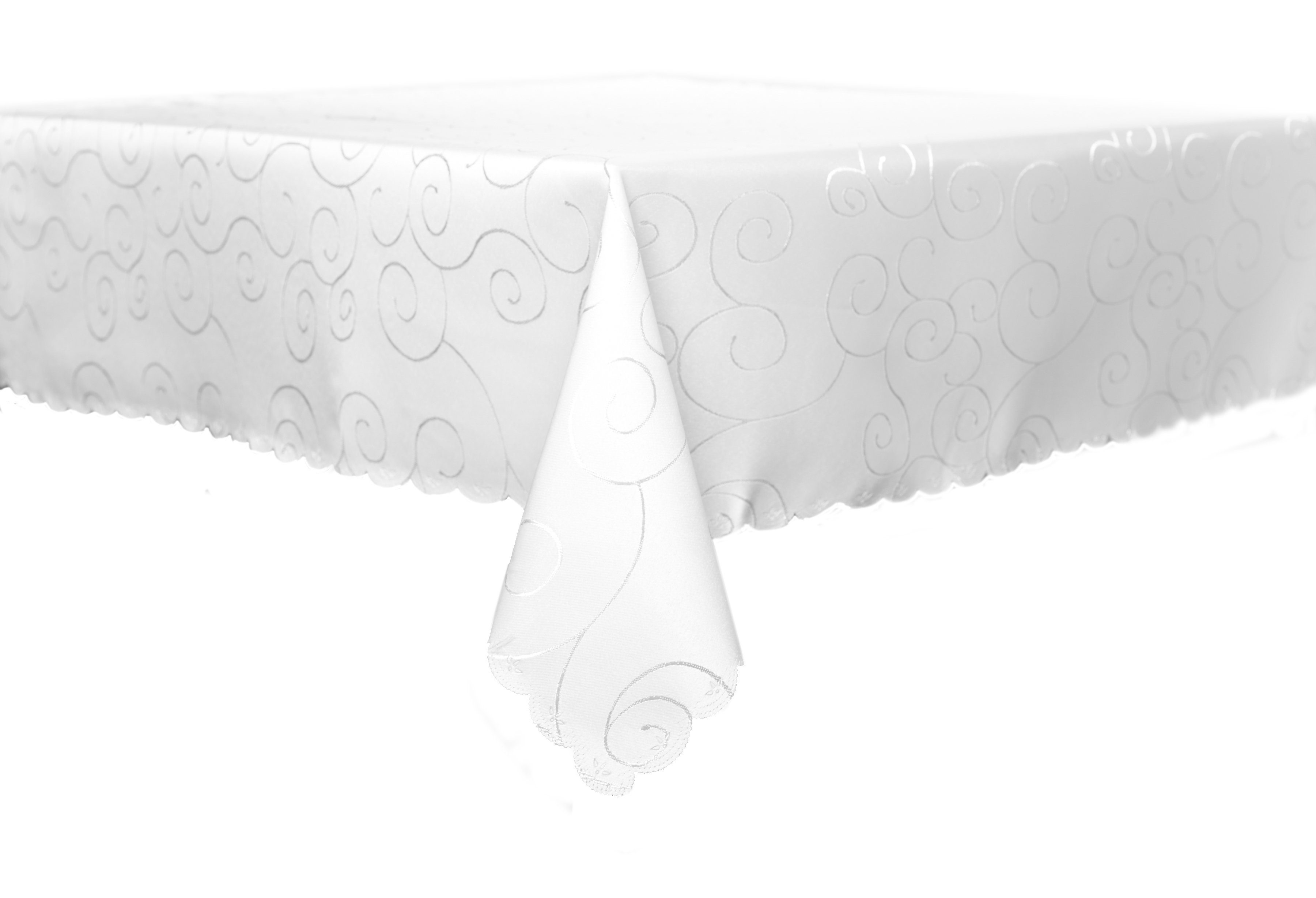 TextilDepot24 Tischdecke mit Ornament Ranken Schnörkel, glattes Gewebe Weiß