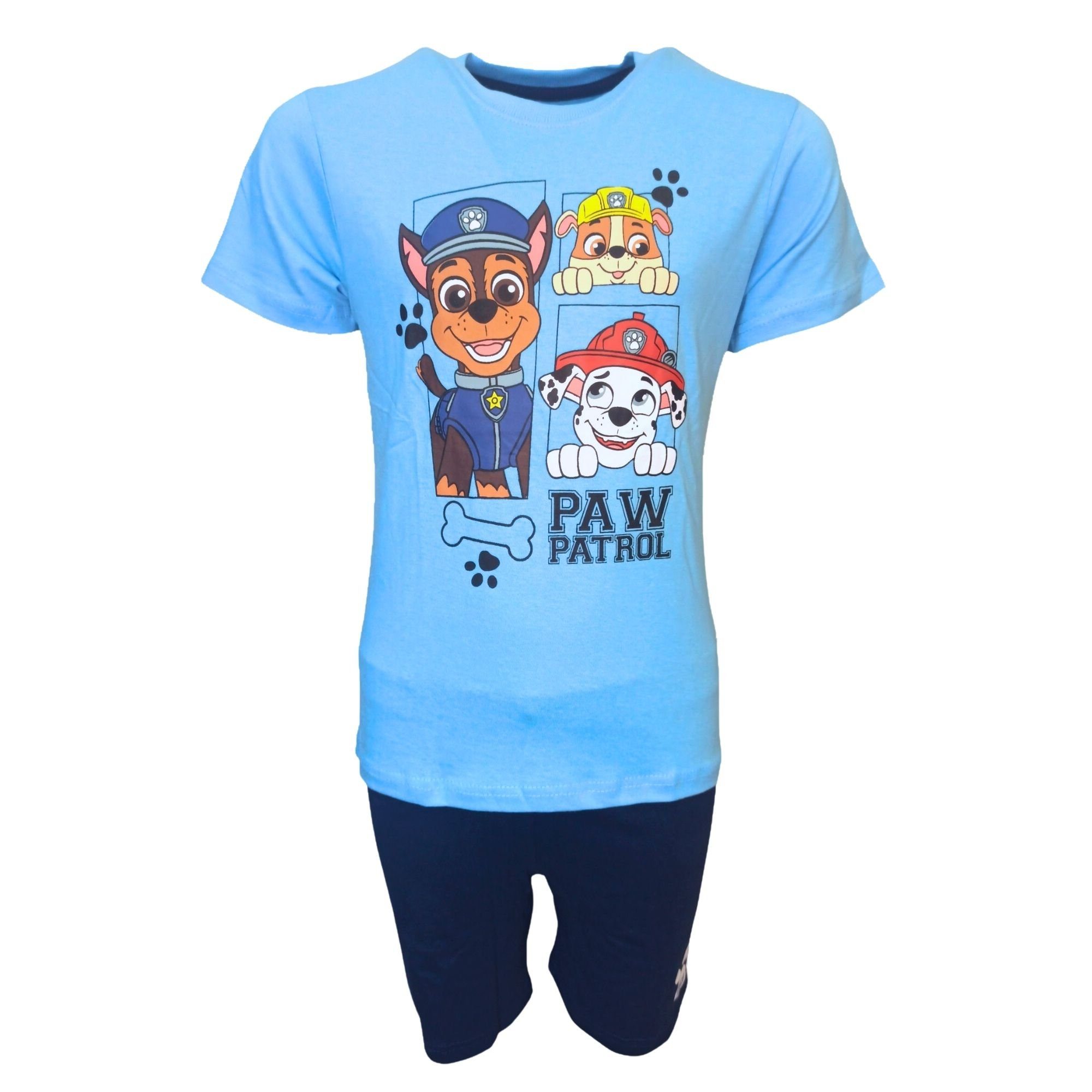 PAW PATROL Schlafanzug (2 tlg) Jungen Pyjama Set - Shorty Gr. 98-128 cm Blau