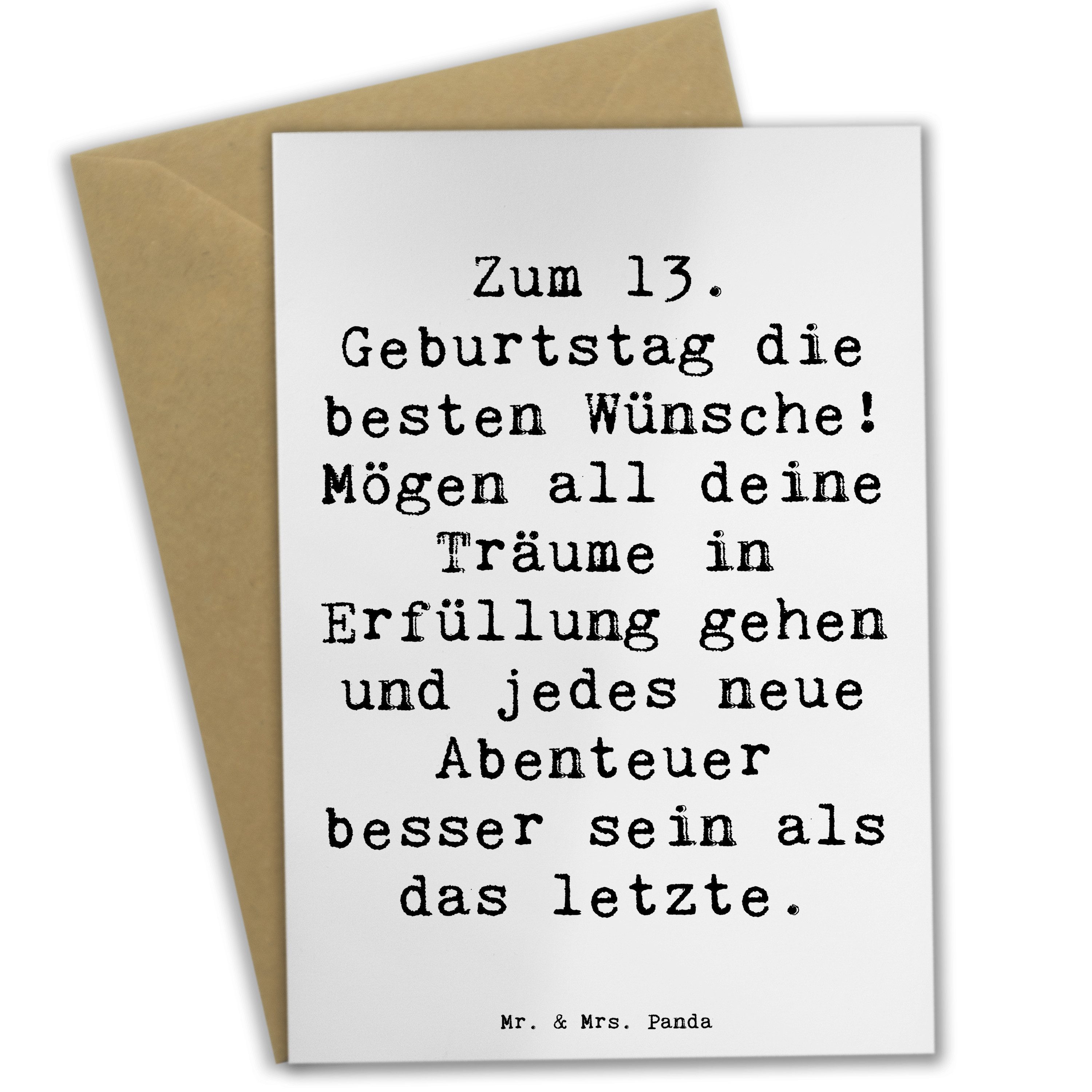 Grußkarte Spruch 13. Geburtstag Wünsche - Weiß - Geschenk, Übergang, Alles gut