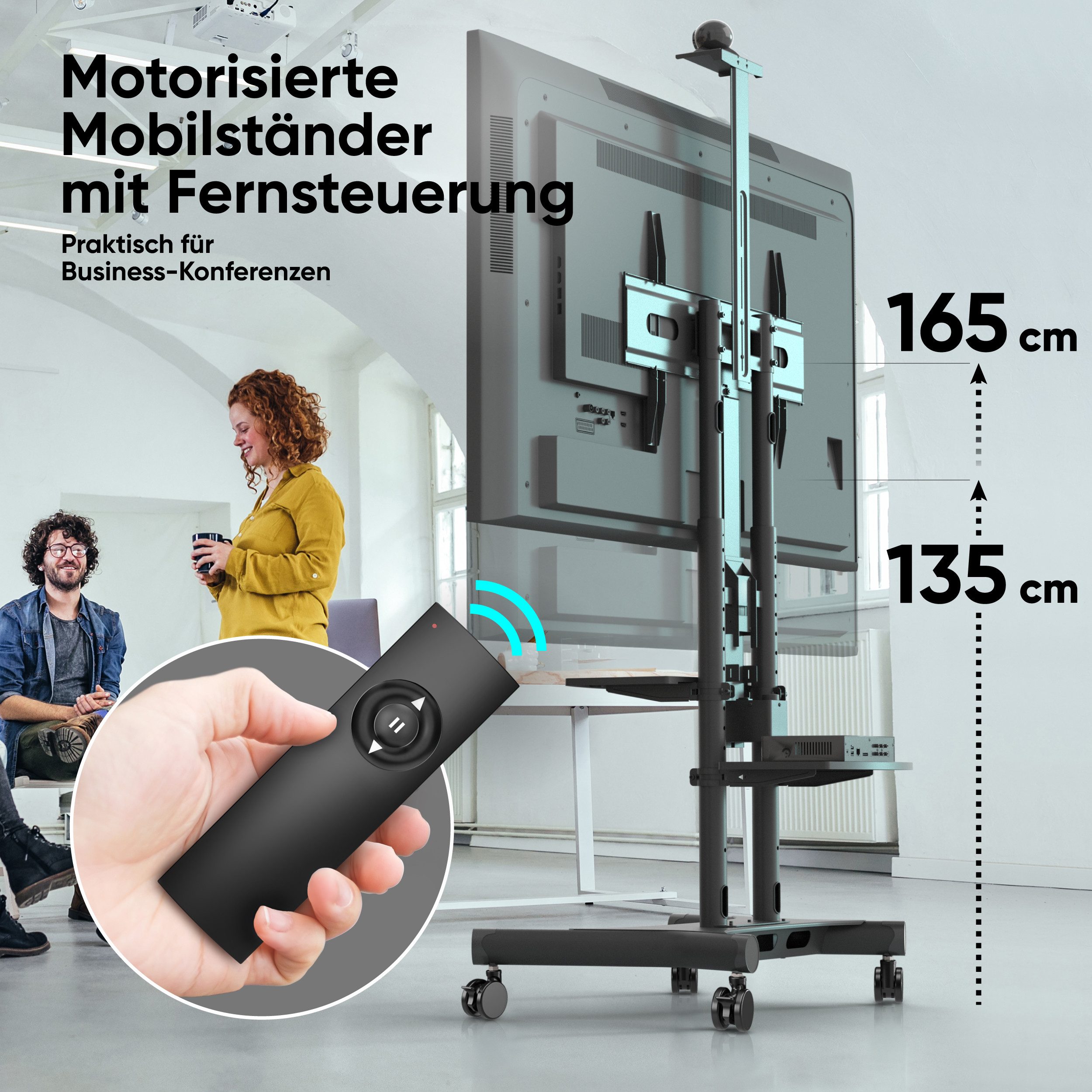 ONKRON TV-Ständer ONKRON 50"-86", 90 kg max, VESA 800x500, TS1881E, (bis 86,00 Zoll, TV Ständer mit Motor, TV Ständer mit Motor, Automatische Höhenverstellung mit Fernsteuerung, TV Standfuss)