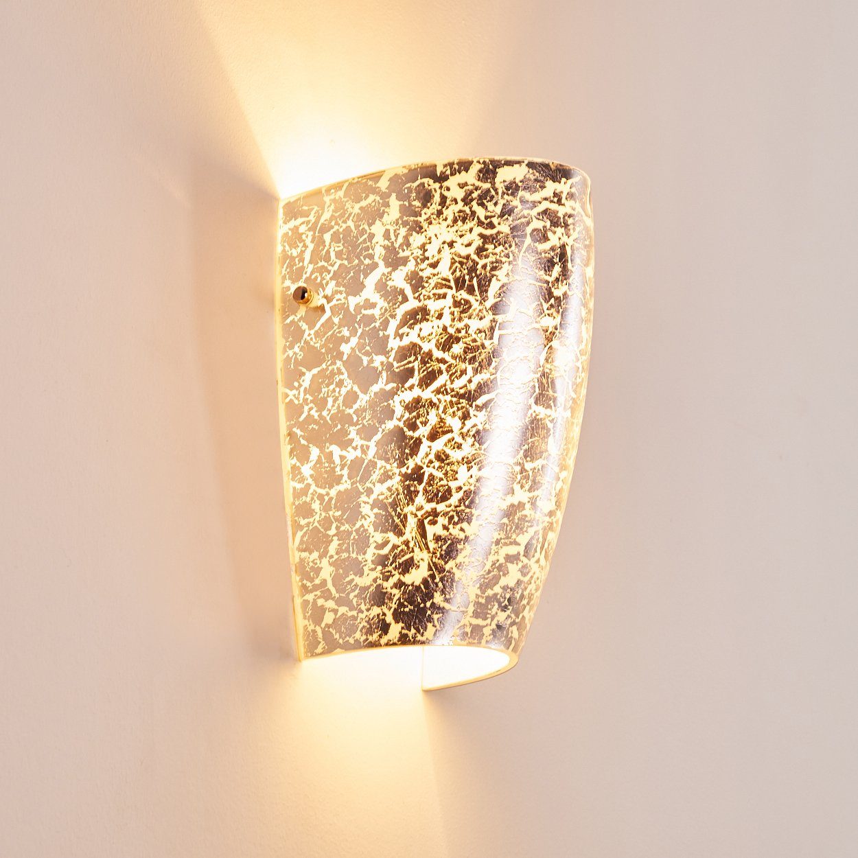 Leuchtmittel, mit in mit Wandspot Wandleuchte aus »Abriola« Glas 1xE27, ohne Wandlampe Up&Down-Effekt, Silber, Lichteffekt hofstein