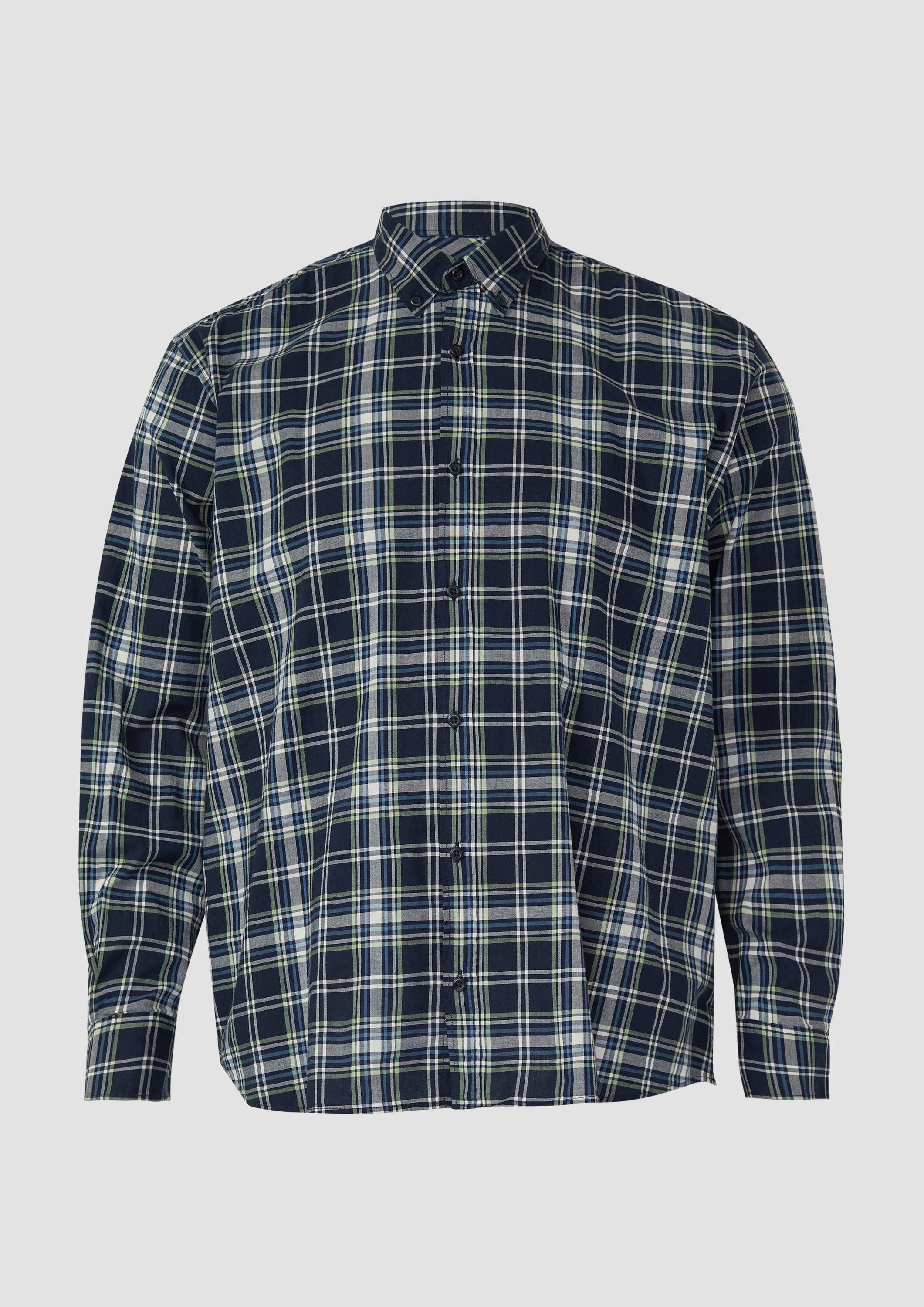 s.Oliver Langarmhemd Hemd Regular Fit: Kariertes Baumwollhemd mit Button-Down-Kragen