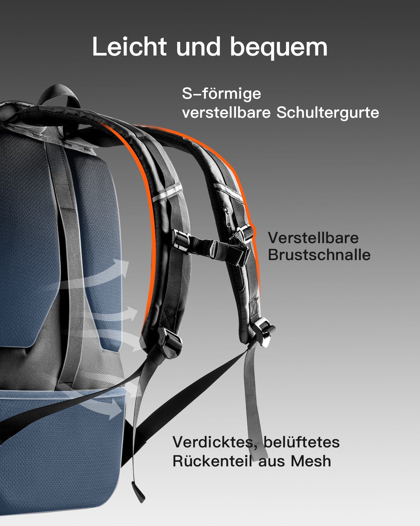 Inateck Reiserucksack 40L TSA-freundliches Handgepäck, Rucksack für Geschäftsreisen