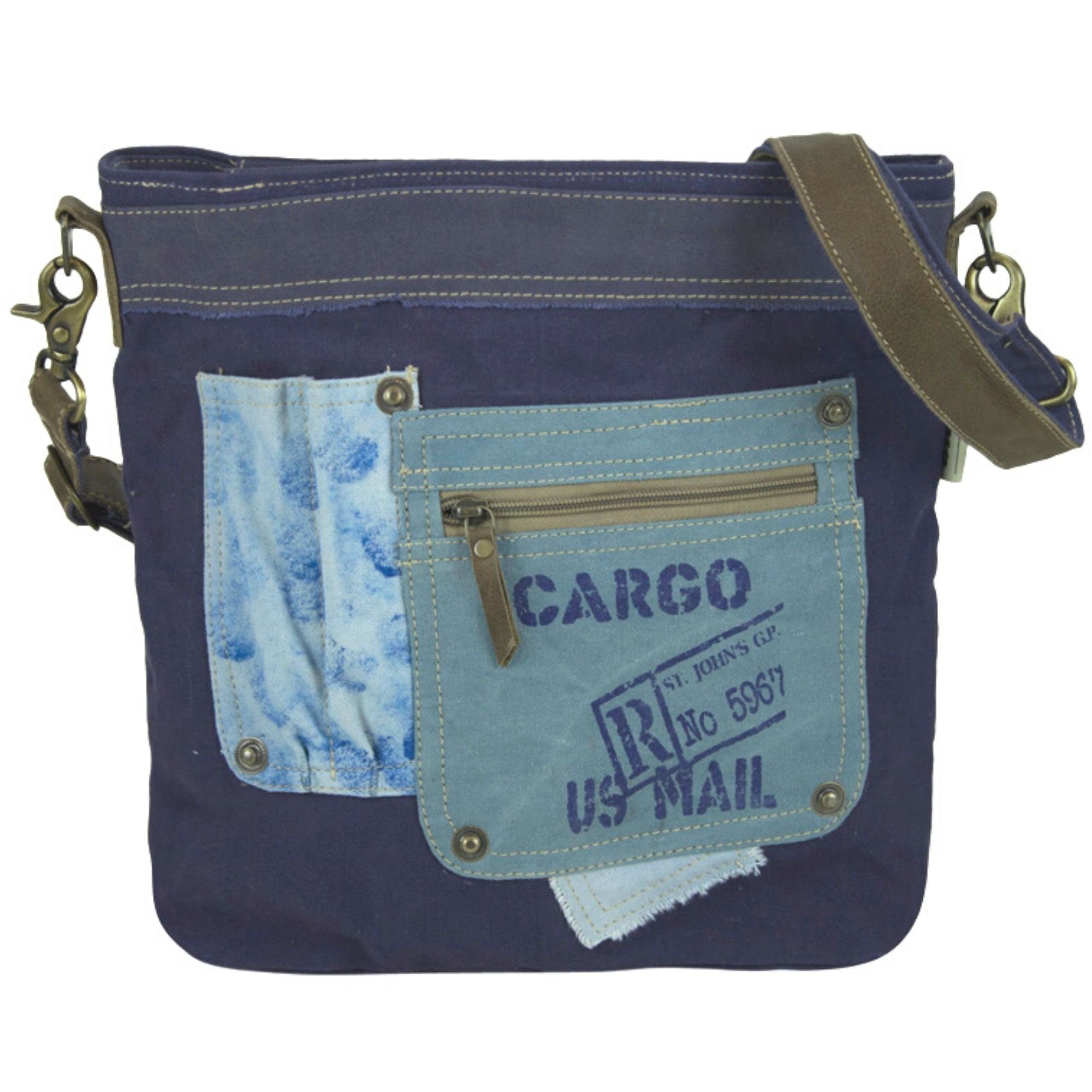 Sunsa Umhängetasche »Blaue Canvas Tasche mit Fronttasche und Stifthalter  Taschen. Umhängetasche in Vintage Retro design.«, mit abnehmbaren  Schulterriemen online kaufen | OTTO
