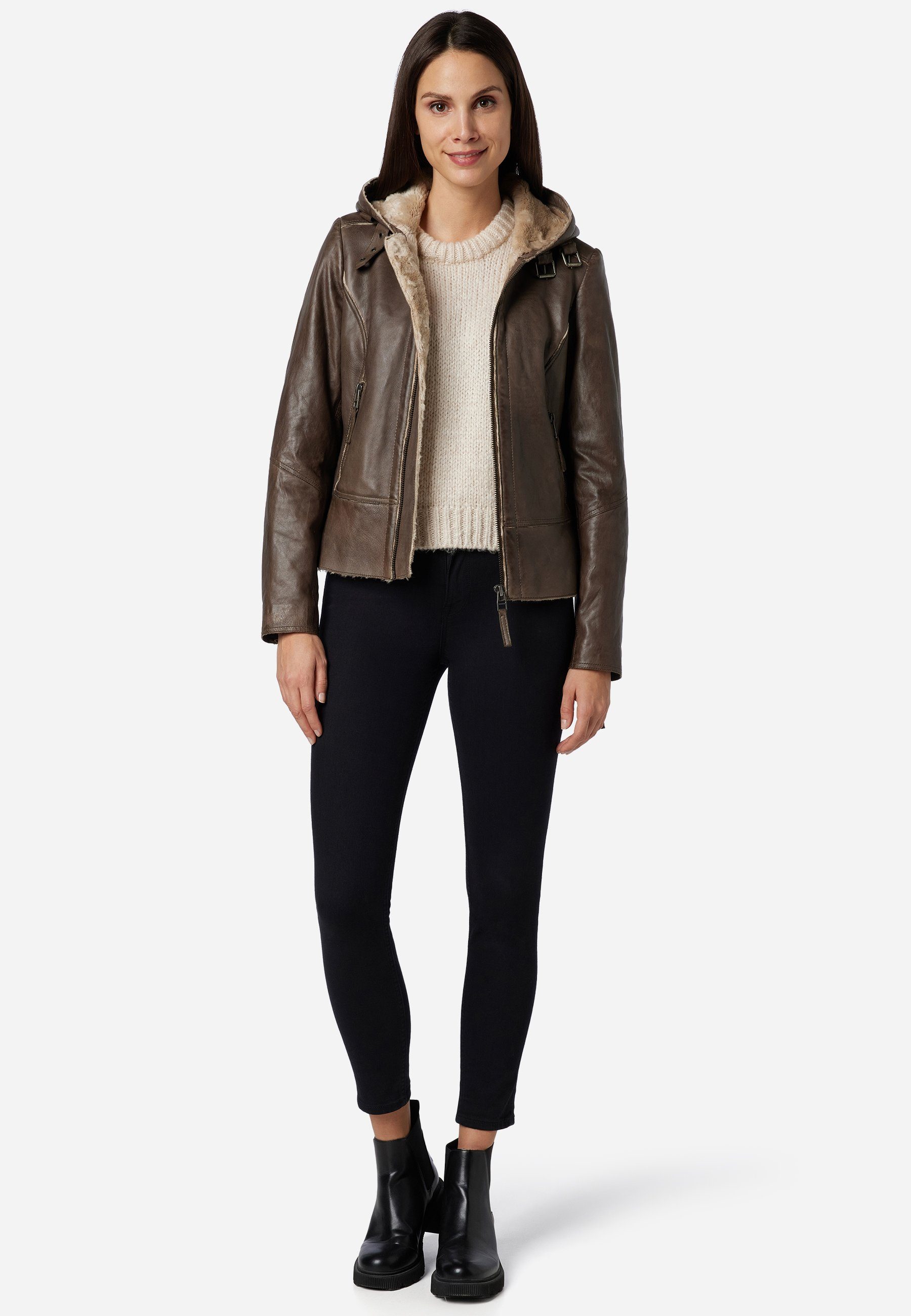 RICANO Lederjacke Jule Lederjacke im Biker-Stil günstig online kaufen