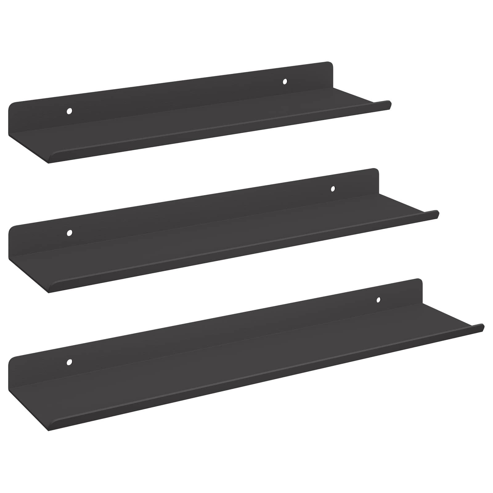 vidaXL Regal Schwebendes Regal 3 pcs Schwarz 40 x 9 x 2,5 cm Stahl, 3-tlg. günstig online kaufen
