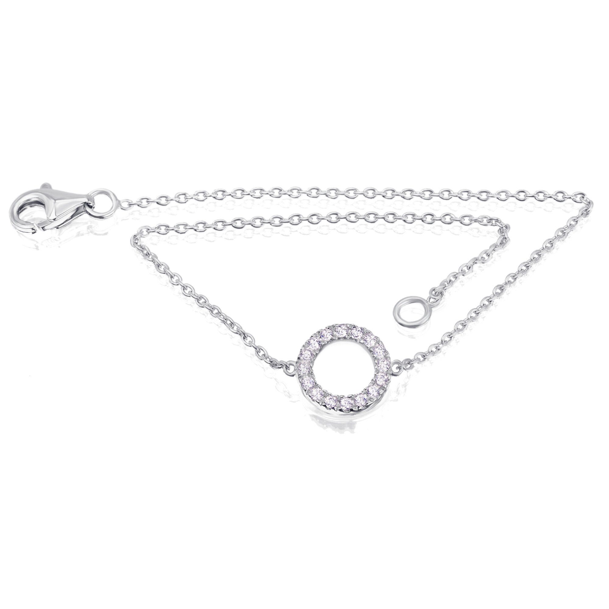 ONE ELEMENT Silberarmband Zirkonia Kreis Armband aus 925 Silber 18 cm Ø, Damen  Silber Schmuck Kreis, Qualität aus Deutschland