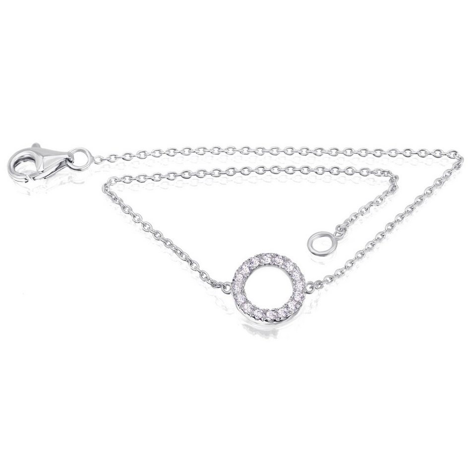 ONE ELEMENT Silberarmband Zirkonia Kreis Armband aus 925 Silber 18 cm Ø, Damen  Silber Schmuck Kreis, Qualität aus Deutschland