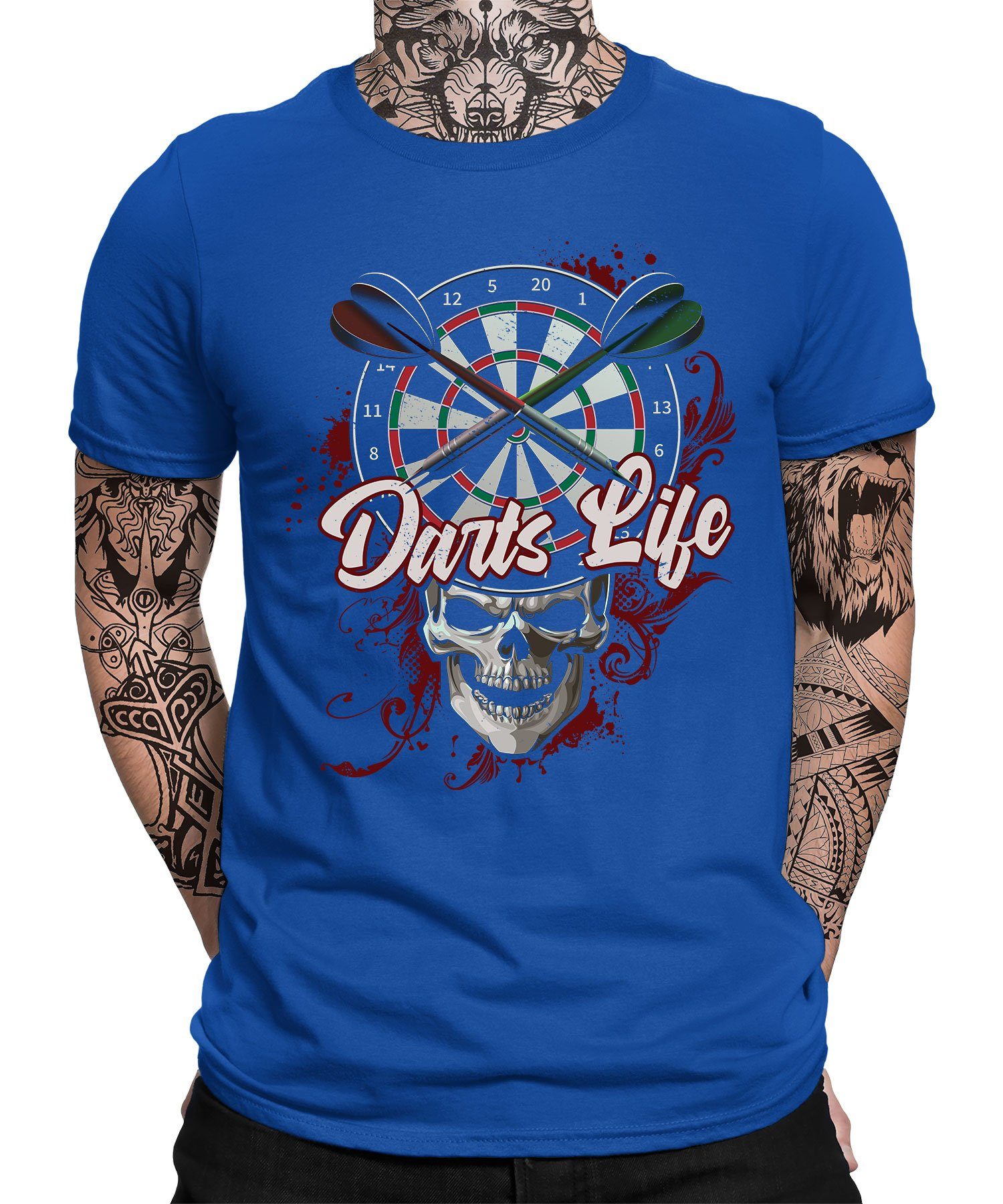 Quattro Formatee Kurzarmshirt Darts Life - Dart Dartscheibe Dartpfeil Dartspieler Herren T-Shirt (1-tlg) Blau