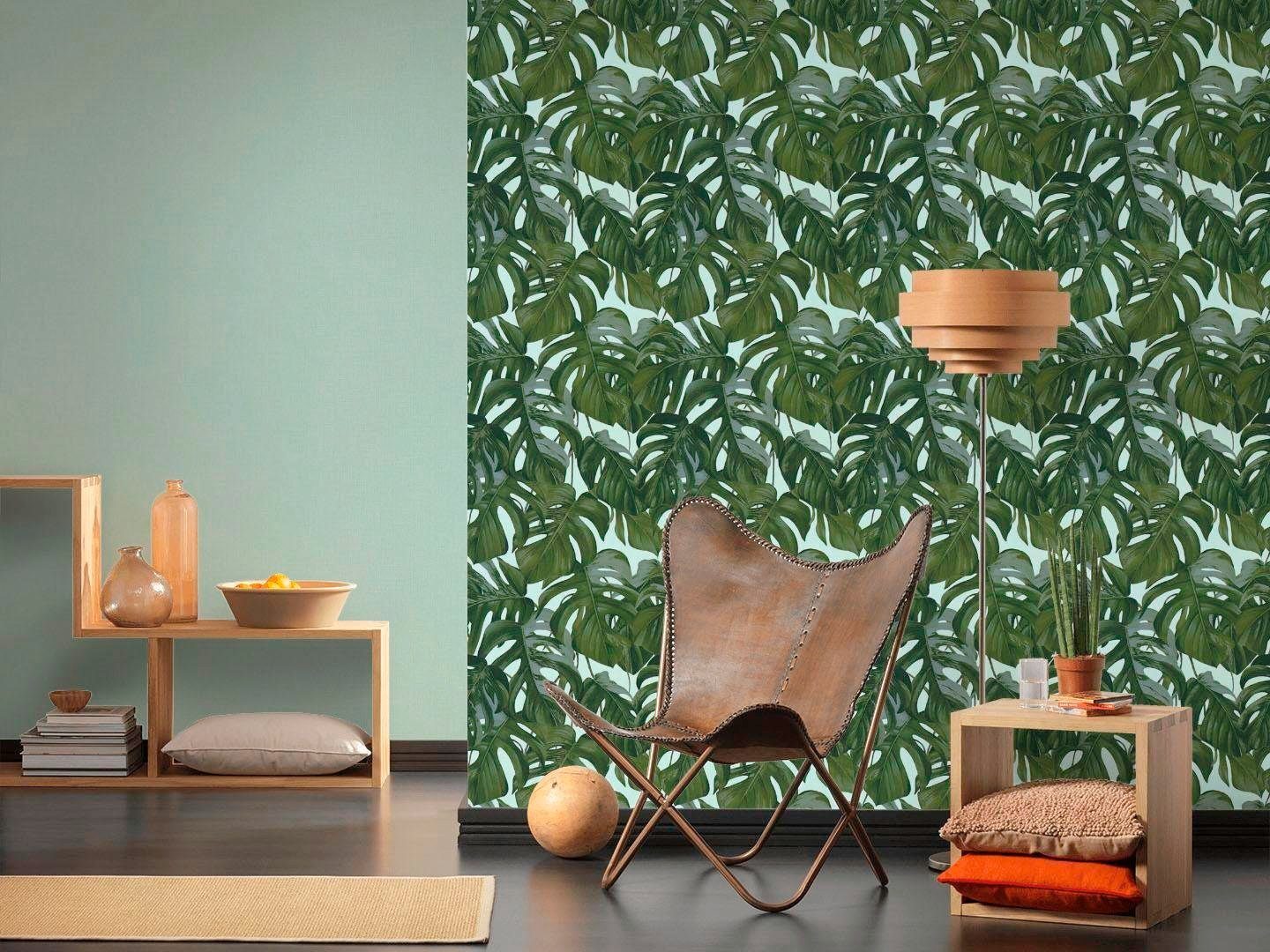 METROPOLIS BY MICHALSKY LIVING botanisch, Vliestapete Dream Tapete Again, Designer dunkelgrün/hellblau tropisch, Modern