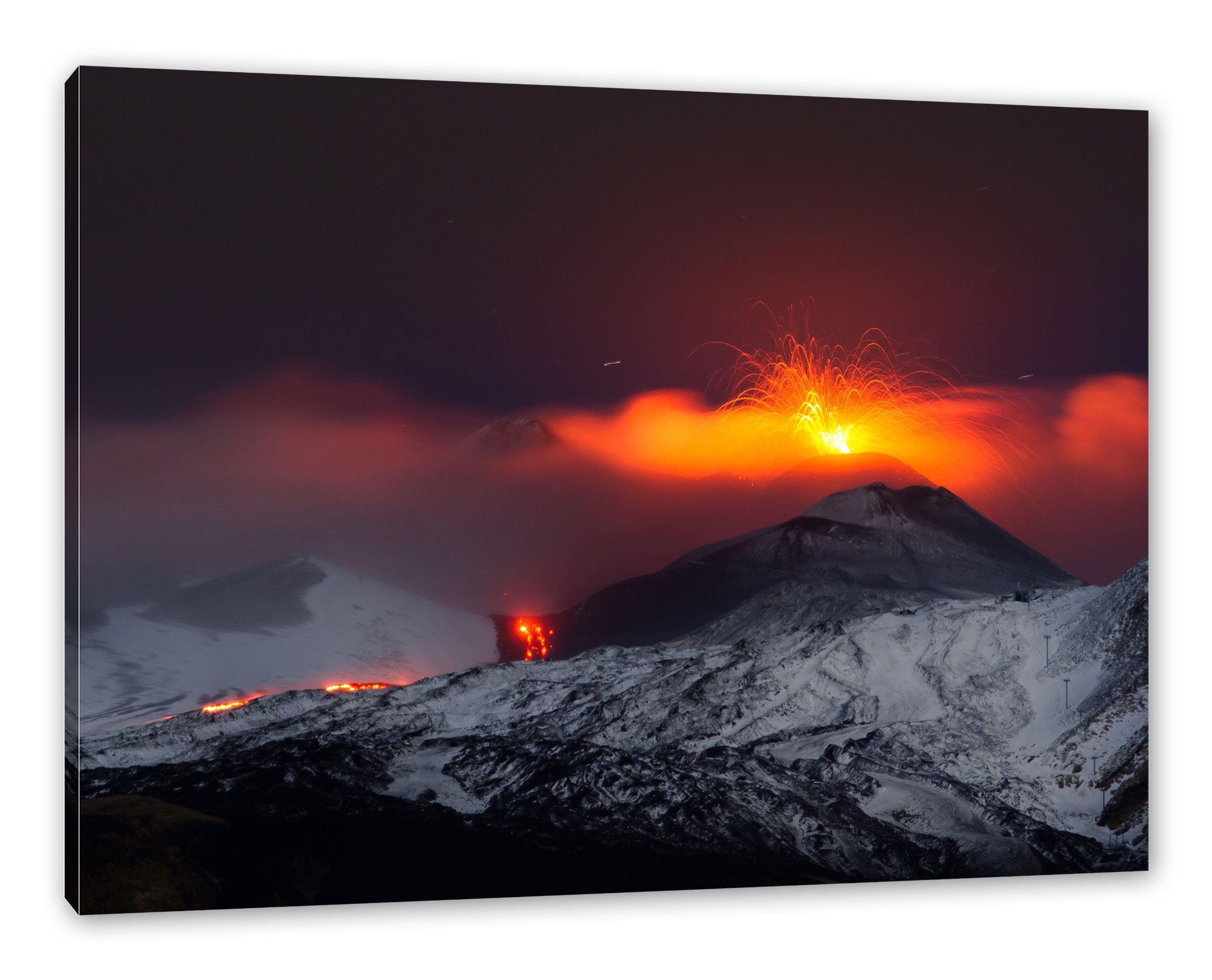 Pixxprint Leinwandbild Gefährlicher Vulkanausbruch, Gefährlicher Vulkanausbruch (1 St), Leinwandbild fertig bespannt, inkl. Zackenaufhänger | Leinwandbilder