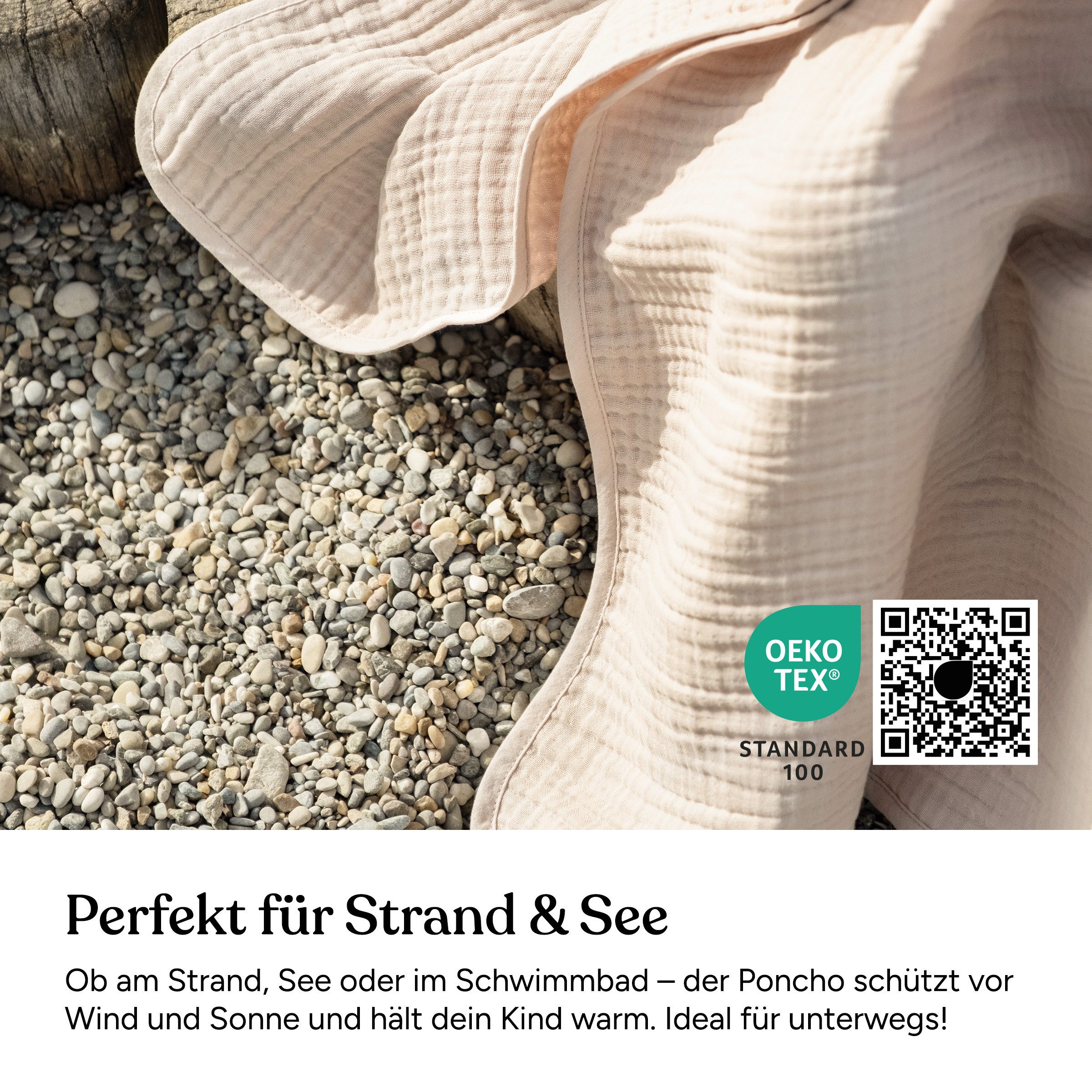 Ehrenkind Badeponcho Musselin, aus sanfter Bio-Baumwolle, 4-lagiges Musselin-Gewebe