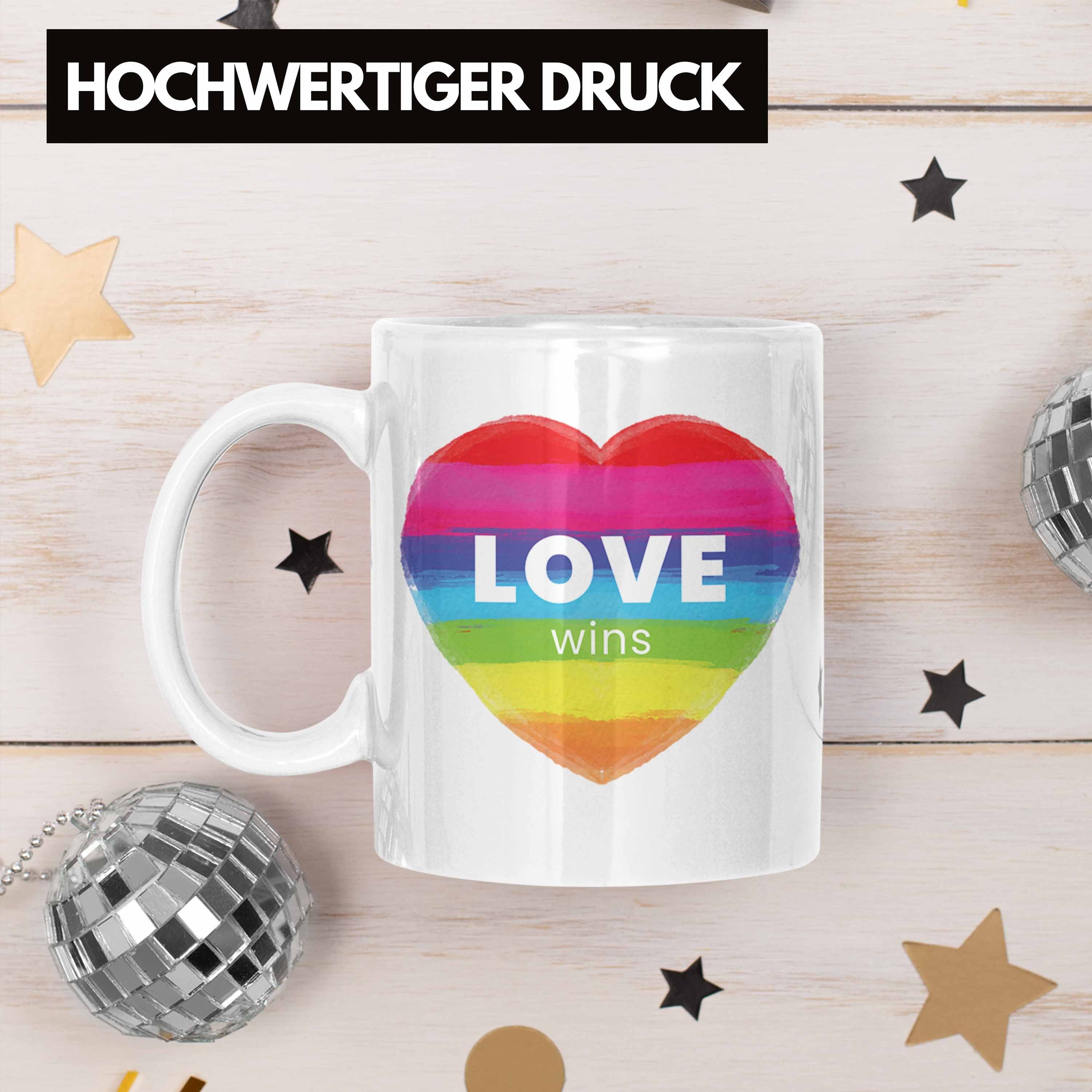Tasse Tasse Love Trendation Grafik - Transgender Pride Weiss Lesben Regenbogen Geschenk Schwule LGBT Trendation
