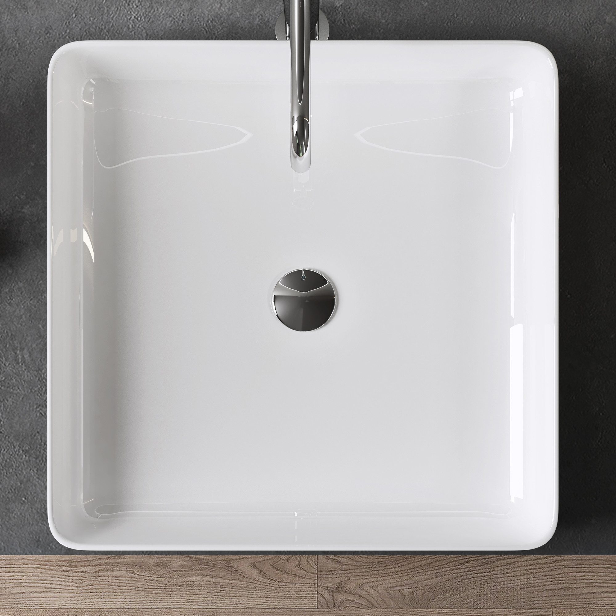 doporro Waschbecken keramik Aufsatzwaschbecken eckig Waschtisch mit Nano-Schutz L105