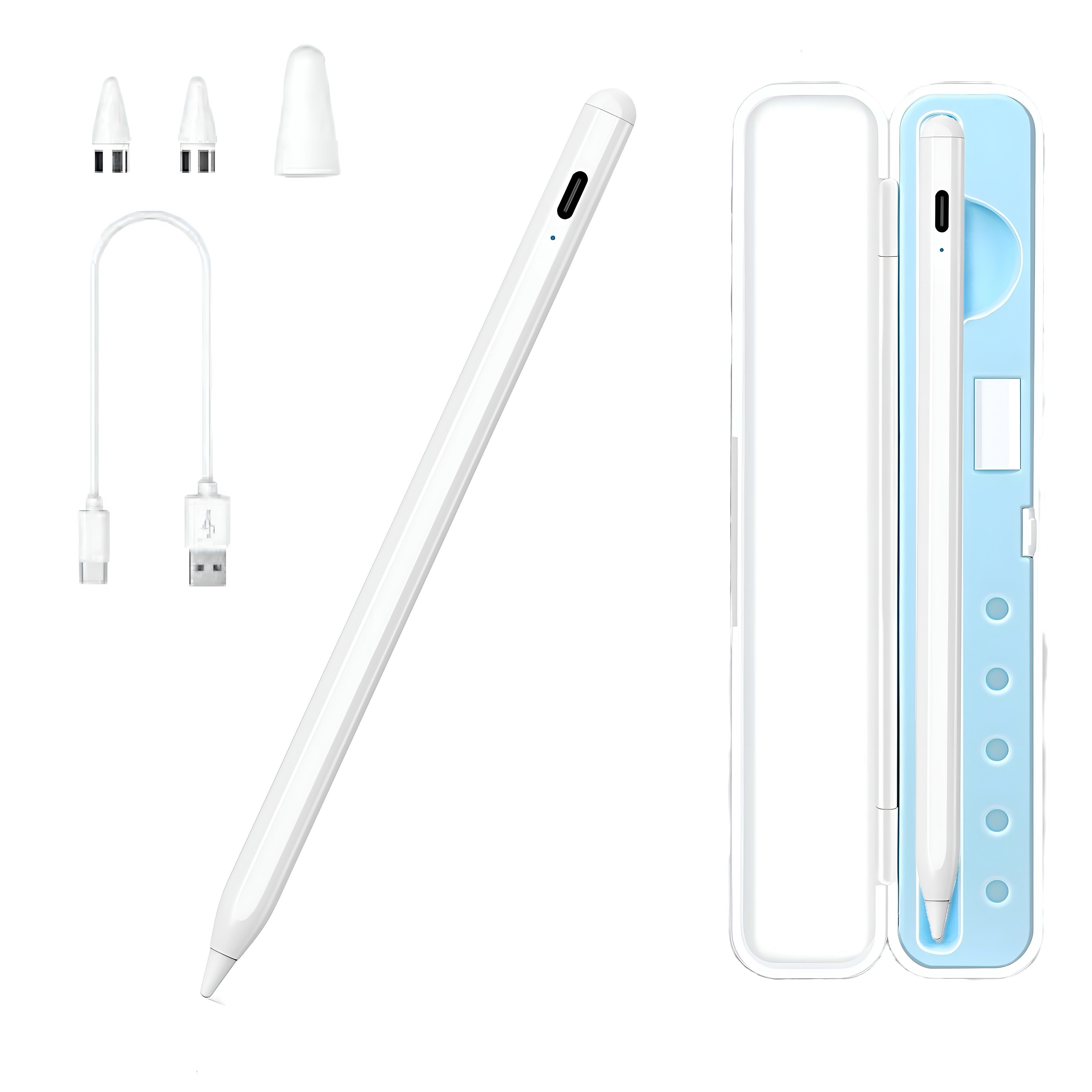 AMZCASE MMK Eingabestift Tablet Stylus Stift LZN Universal mit Etui Box Schutzhülle Apple iPad (iOS, Android, Schutzhülle, schnelle Aufladung, hohe Präzision, strapazierfähig, einfache Handhabung, hohe Qualität., Mit Etui, austauschbare Feder, Anzeigestatus, Umweltfreundlichkeit) Lange Akkulaufzeit, magnetische Befestigung, intelligente Steuerung.