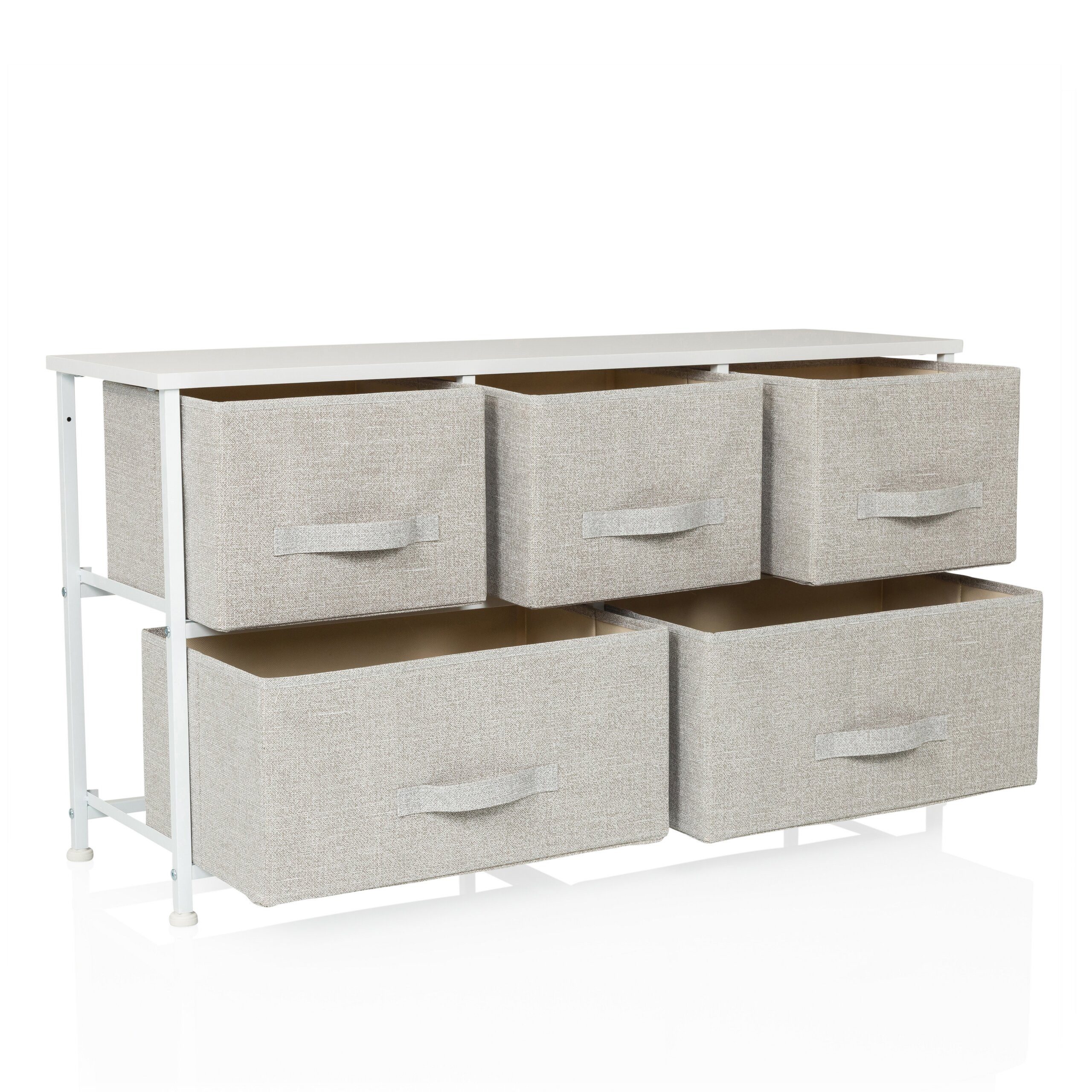 hjh LIVING Kommode FOLDAR Sideboard H/B/T: 55.0 x 100.0 x 30.0 cm, Schubladenkommode mit 5 Stoff-Schubladen, Metall-Gestell, Sideboard