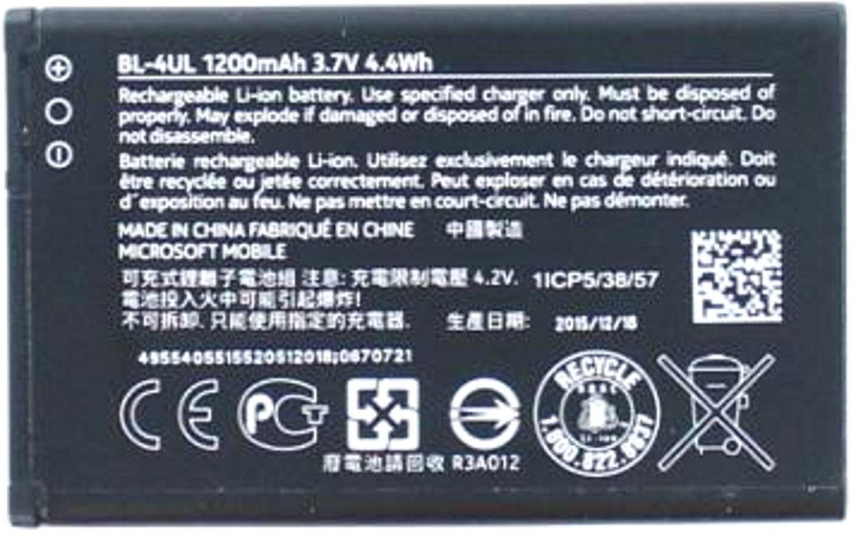 Nokia Akku für Nokia 230 Dual SIM Li-Ion 3,7 Volt 1200 mAh schwarz Handy-Akku 1200 mAh (3.7 V)
