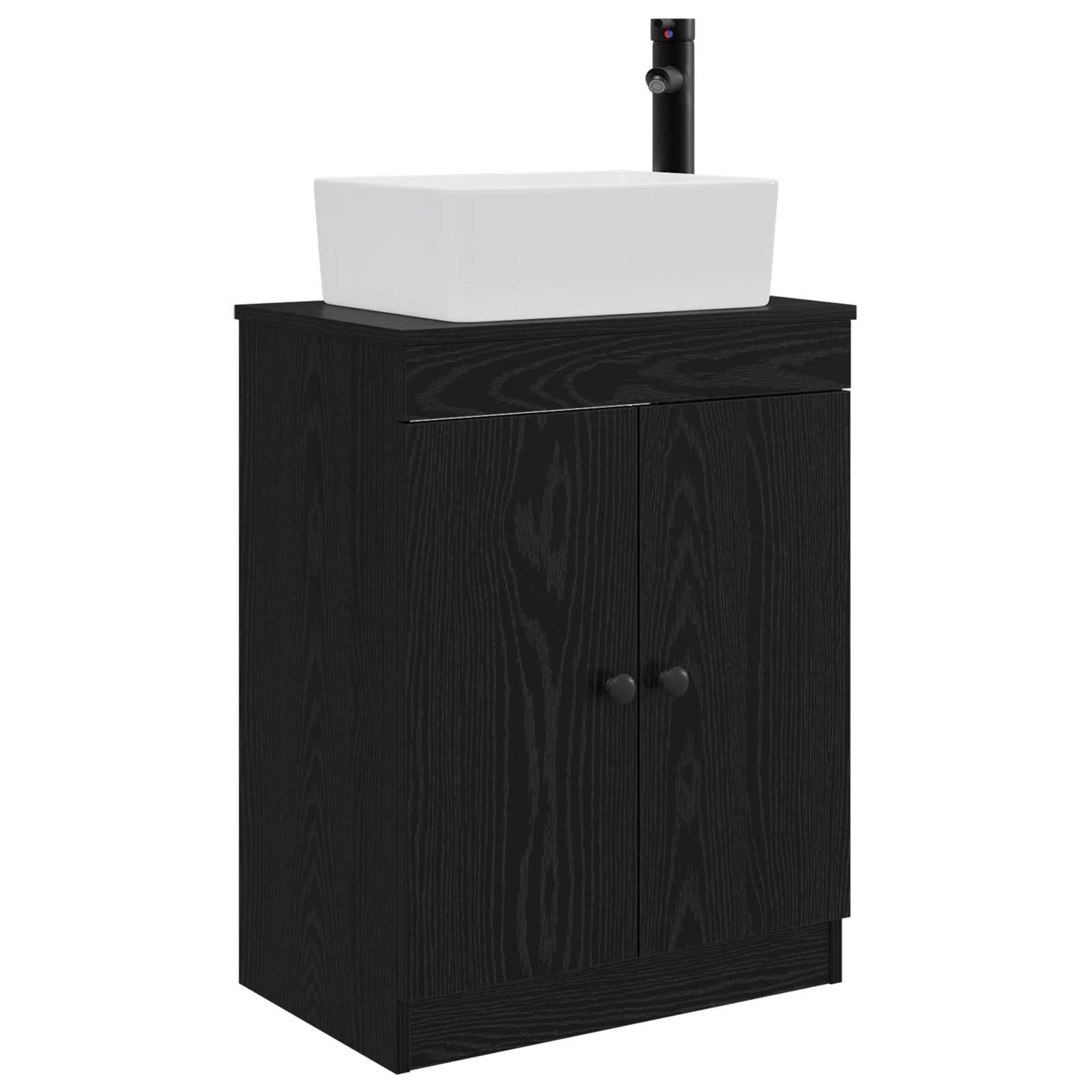 Badezimmerspiegelschrank Badezimmerschrank mit Waschbecken Schwarz 54 x 35 x 83 cm