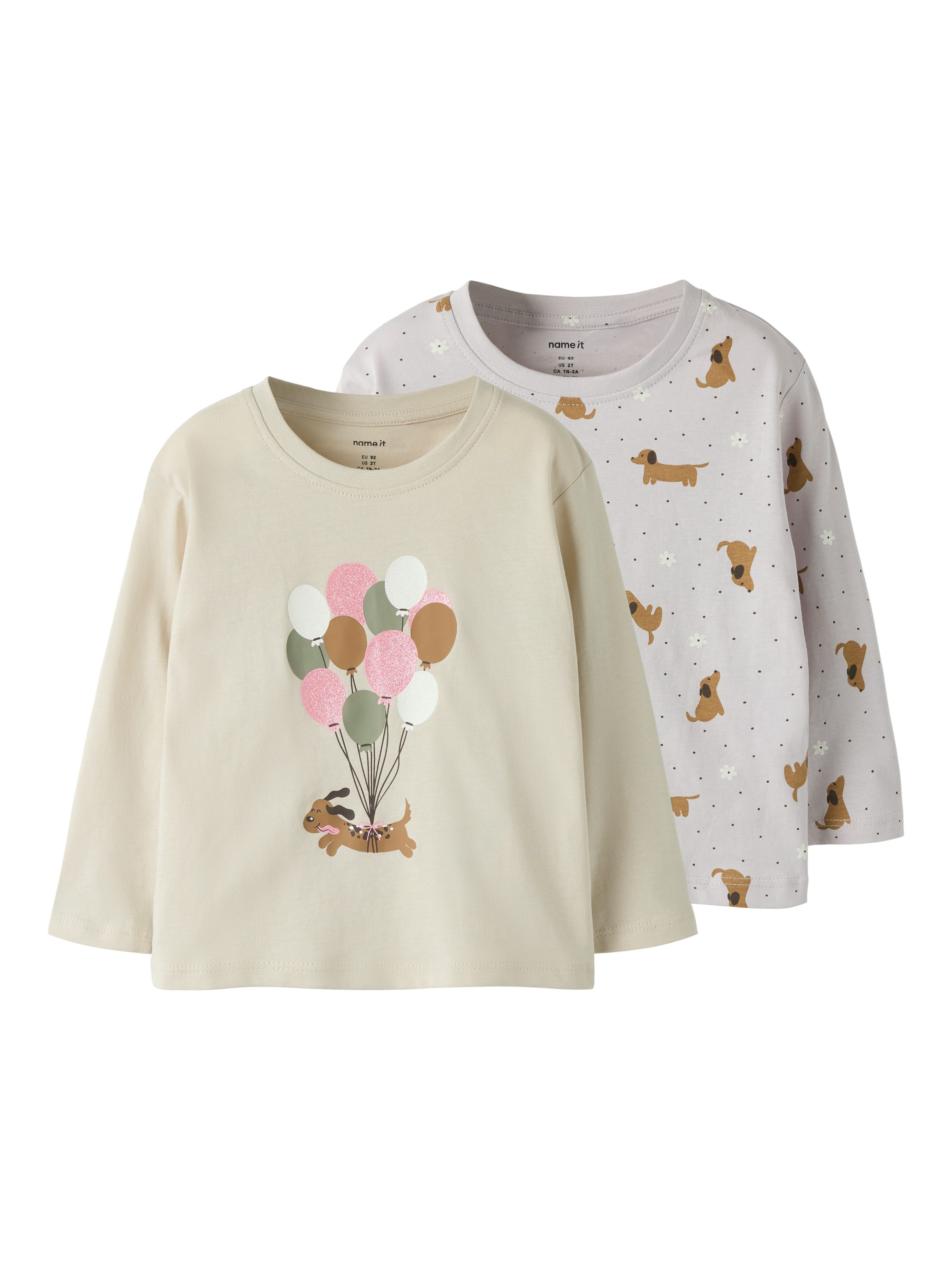 Name It Langarmshirt NMFVELDA 2P LS NREG TOP (Packung, 2-tlg) Baumwolle, regular fit